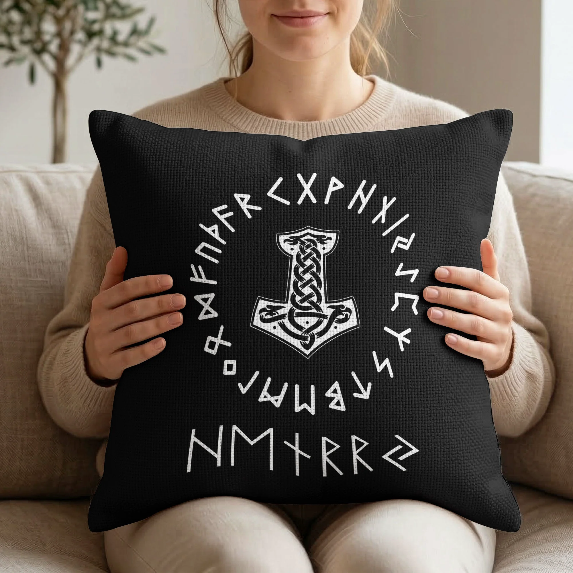 Norse Mythology, Name In Viking Runes - Personalized Pillow Cover - Image 3