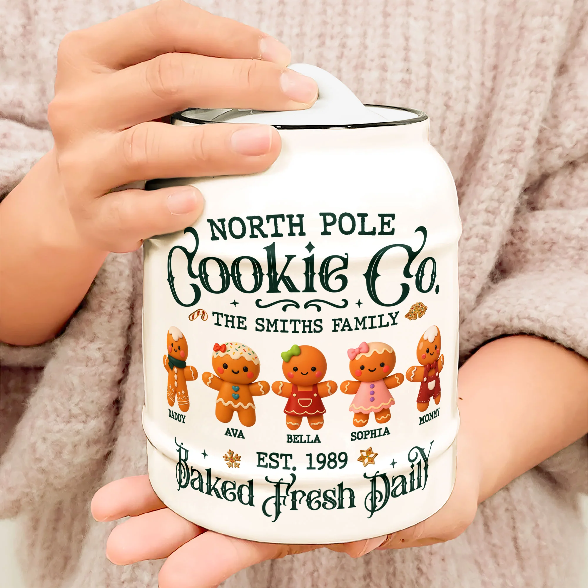 North Pole Cookie Co Funny Christmas - Personalized Cookie Jar - Image 4