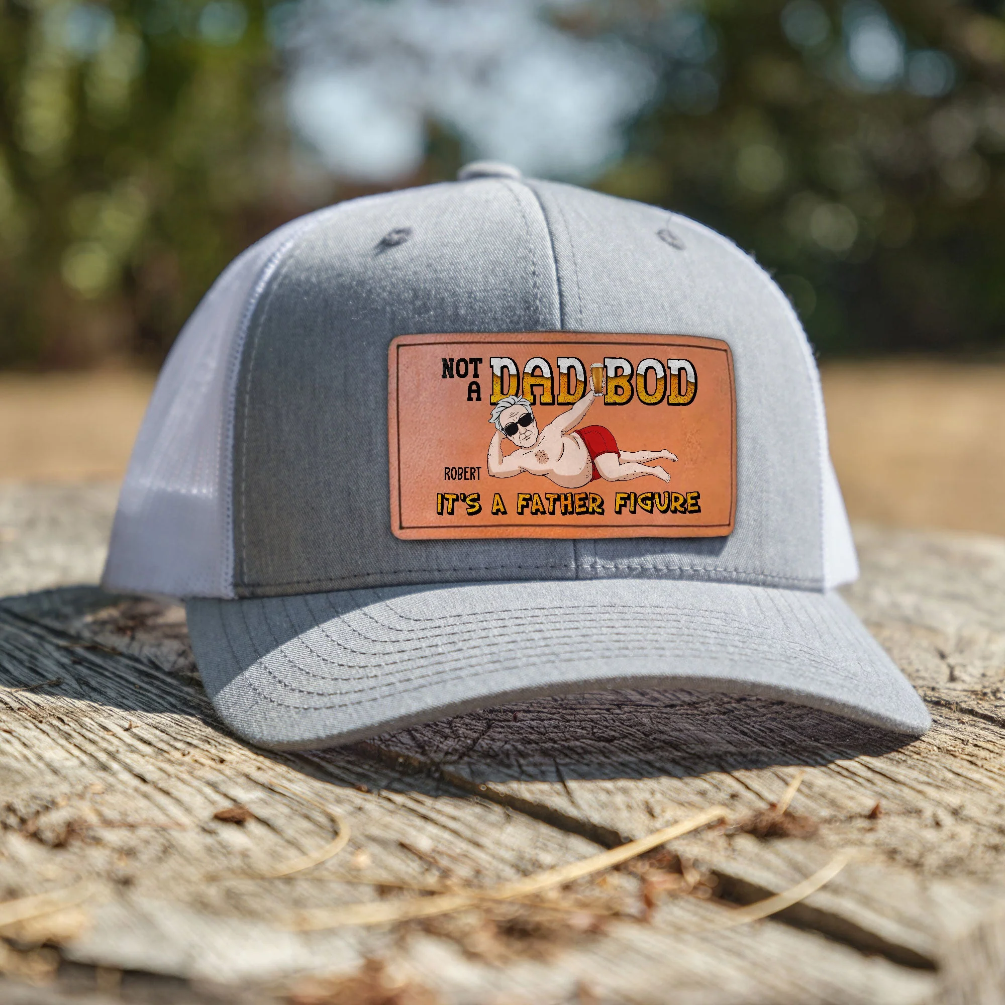 Not A Dad Bod - Personalized Leather Patch Hat - Image 2