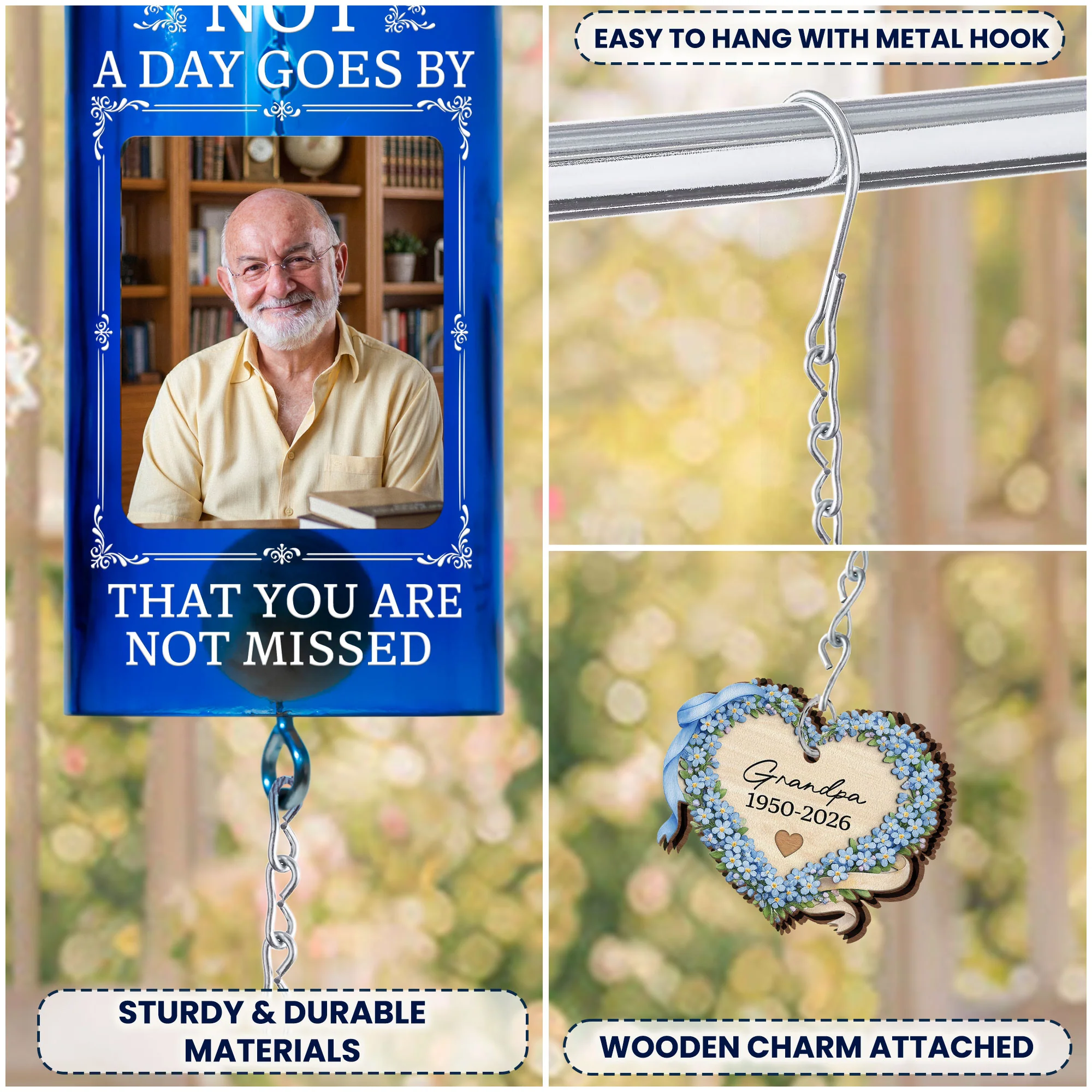Not A Day Goes By That You Are Not Missed Sympathy Gift - Personalized Wind Chime - Image 5
