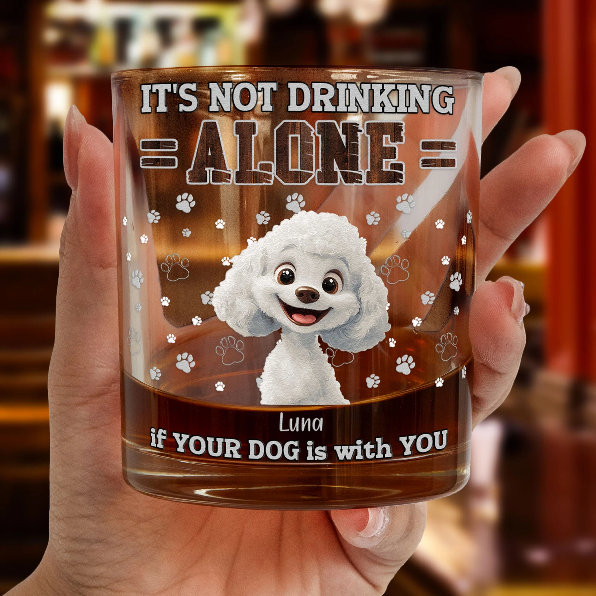 Not Drinking Alone When Your Dog Is With You - Personalized Whiskey Glass - Image 2