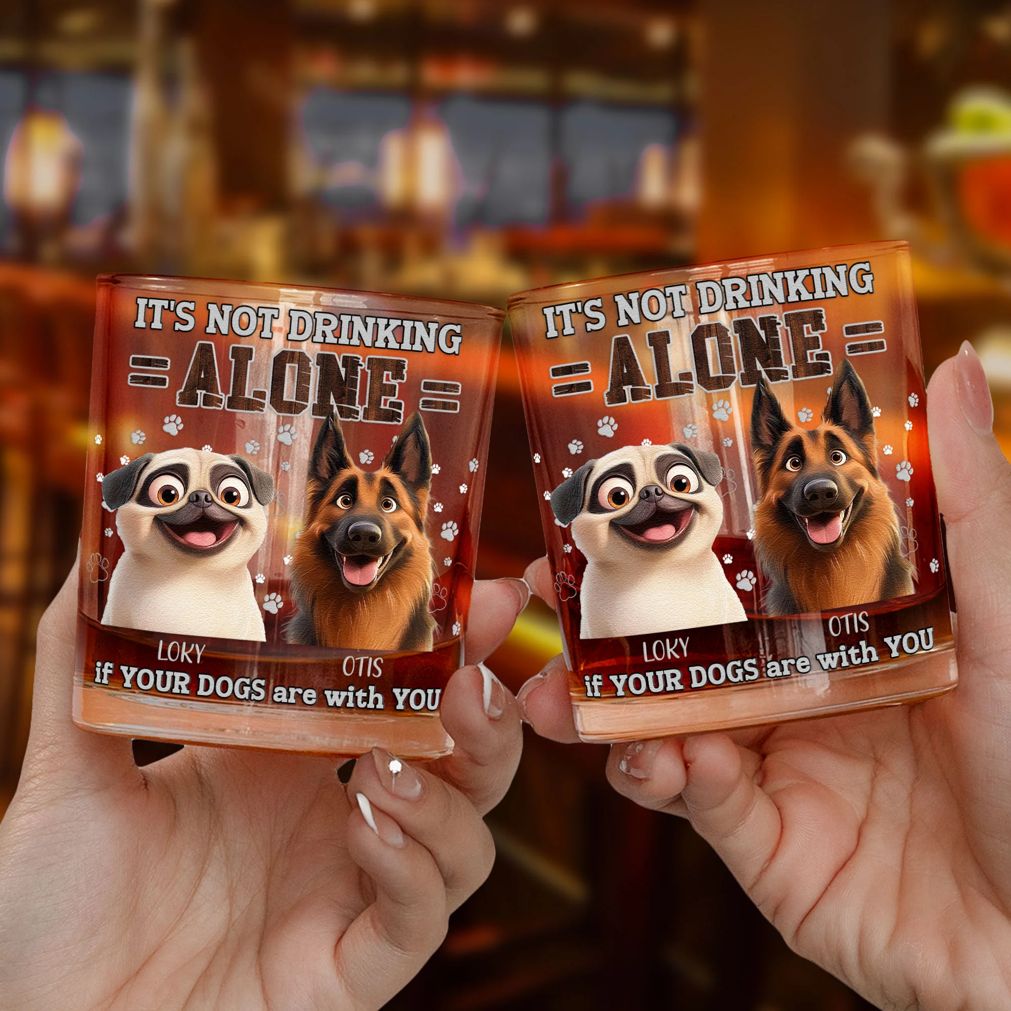 Not Drinking Alone When Your Dog Is With You - Personalized Whiskey Glass - Image 3