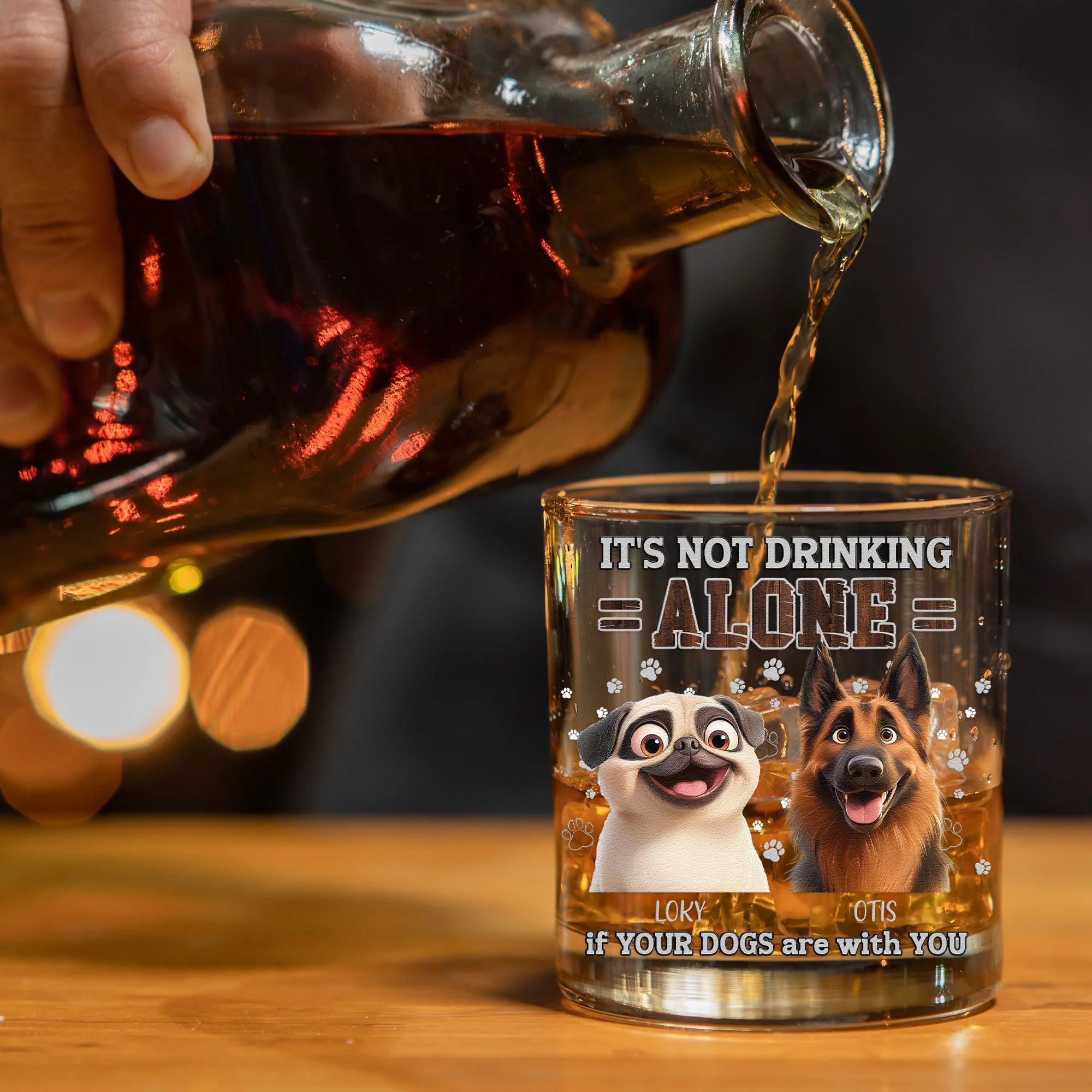 Not Drinking Alone When Your Dog Is With You - Personalized Whiskey Glass - Image 4