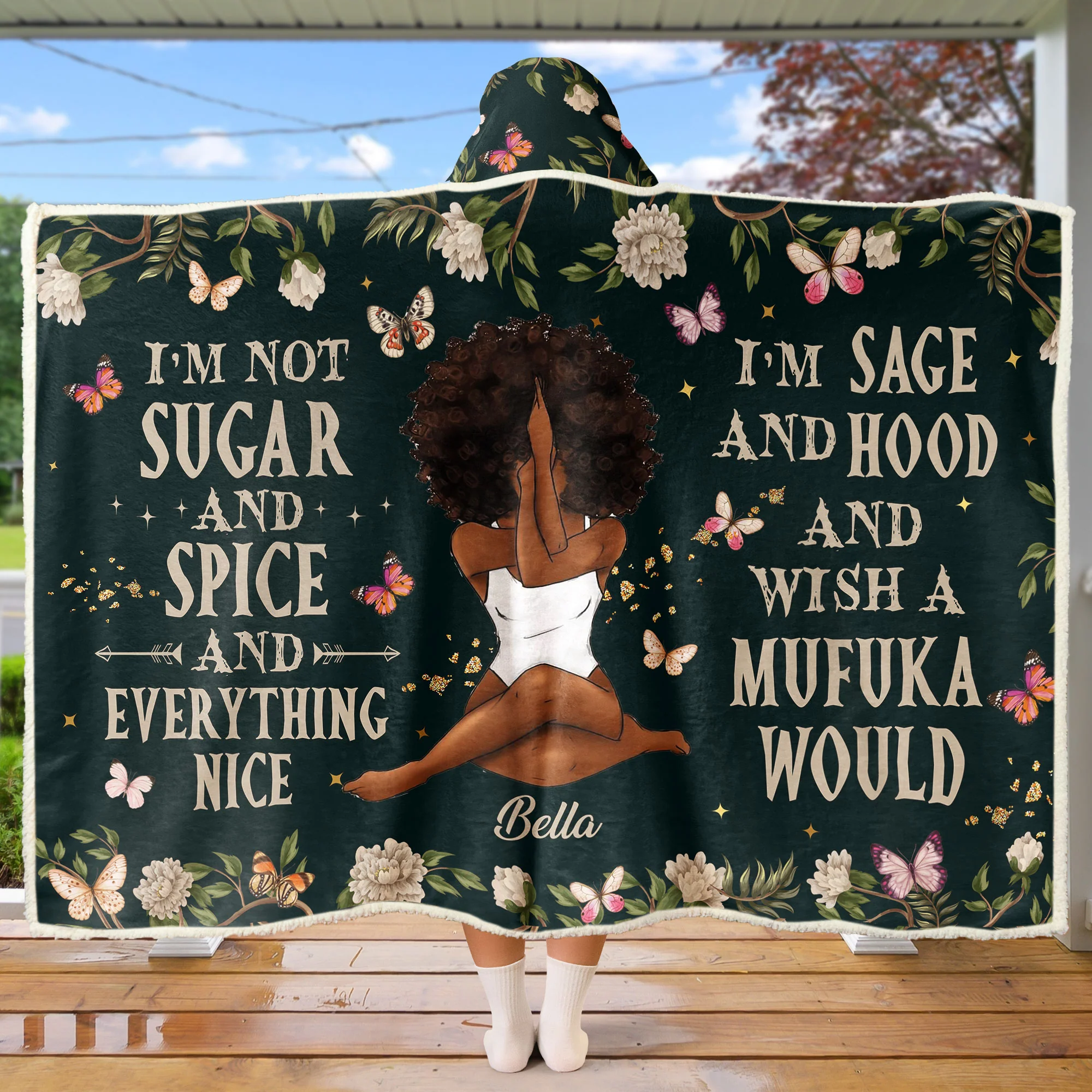 Not Nice, I'm Sage & Hood - Personalized Wearable Blanket Hoodie - Image 4