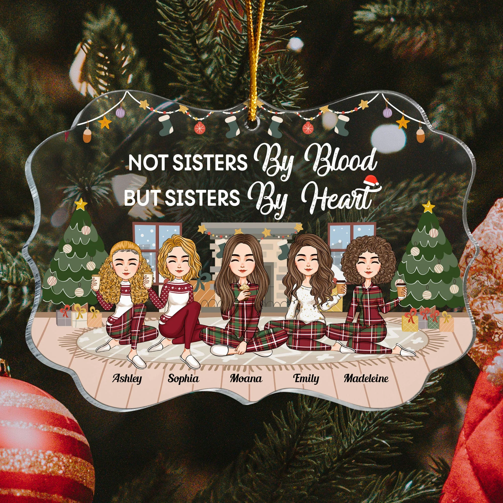 Not Sisters By Blood But Sisters By Heart - Personalized Acrylic Ornament - Christmas, New Year Gift For Sistas, Sister, Besties, Best Friends, Soul Sisters - Image 2