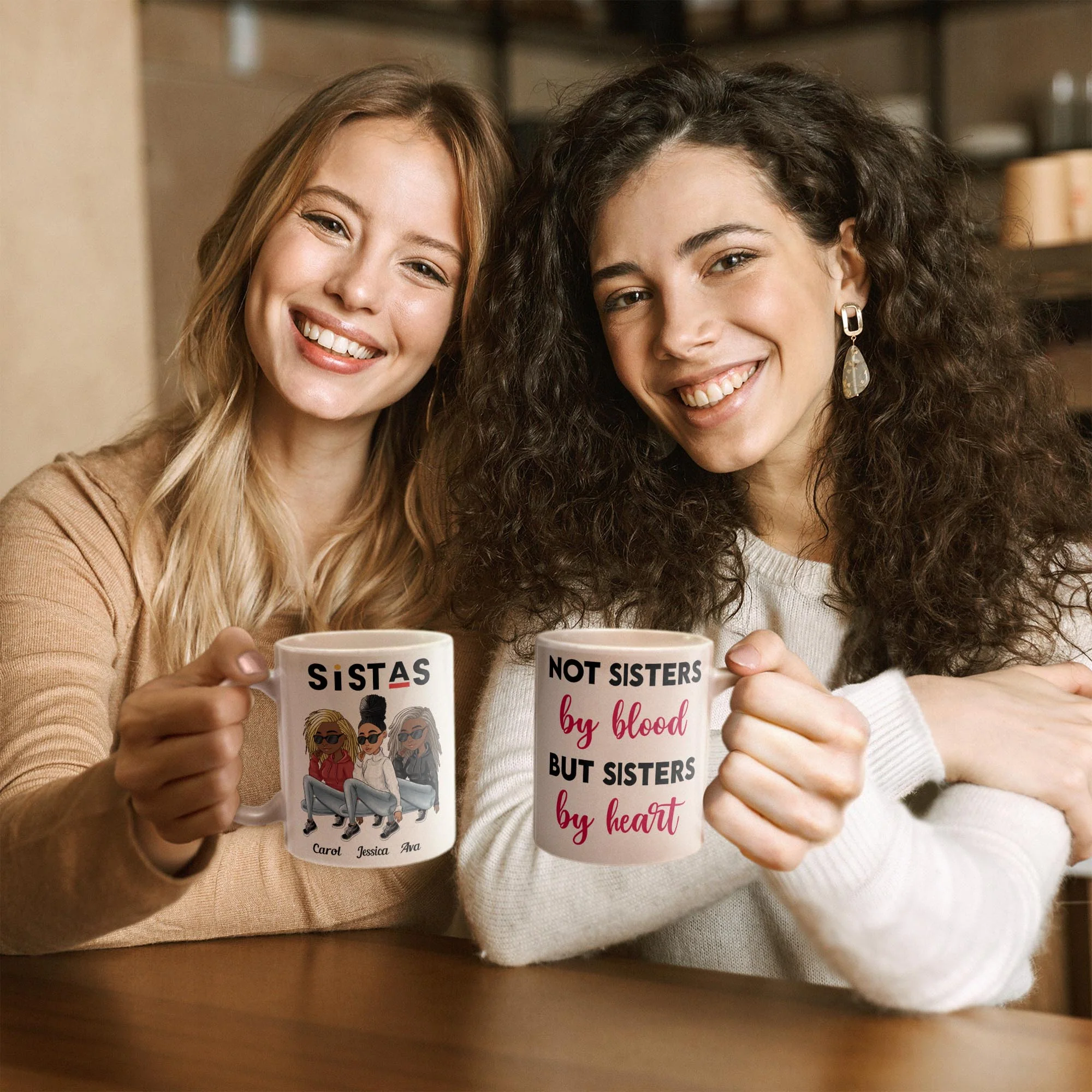 Not Sisters By Blood But Sisters By Heart - Personalized Mug - Sassy Girls - Image 4
