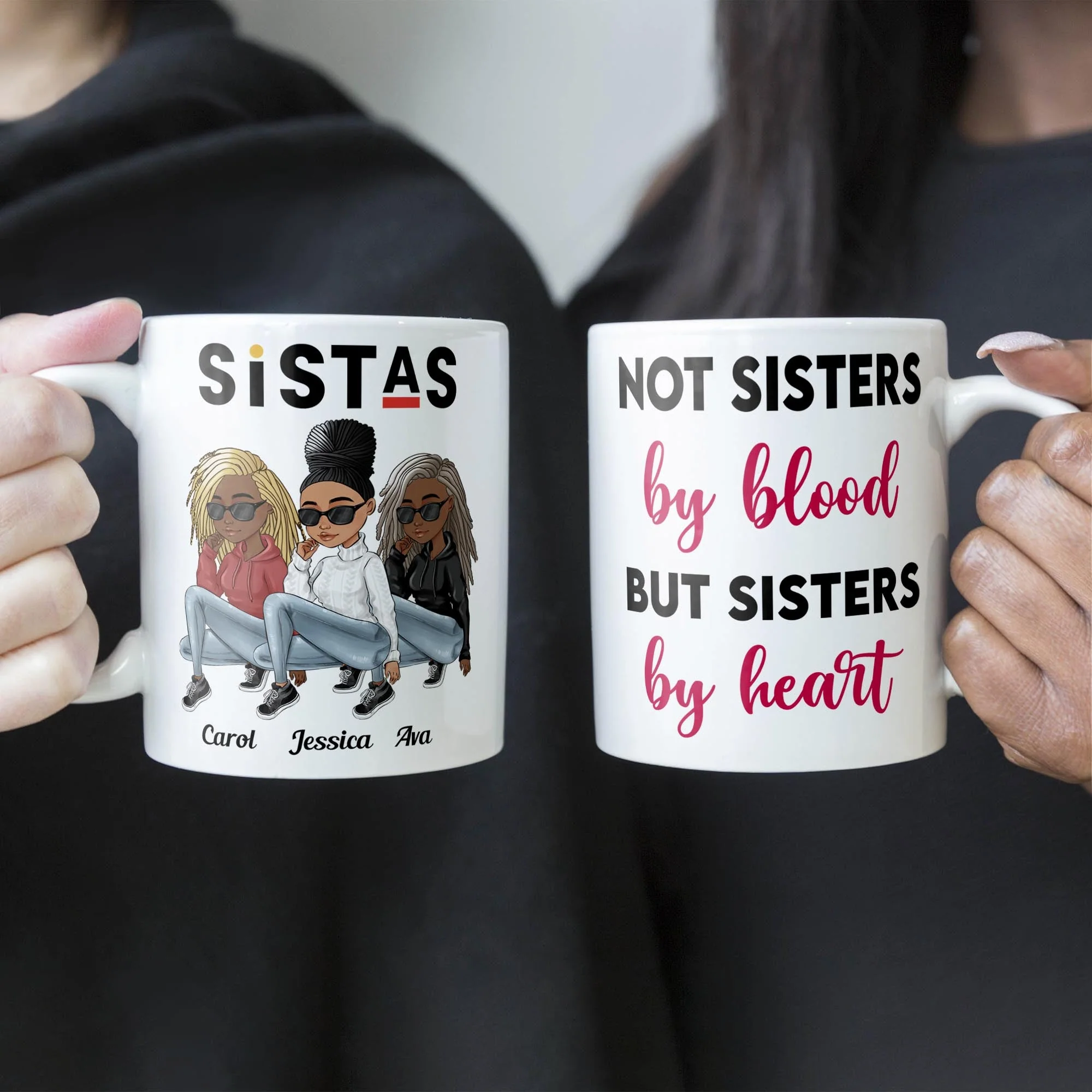 Not Sisters By Blood But Sisters By Heart - Personalized Mug - Sassy Girls - Image 5