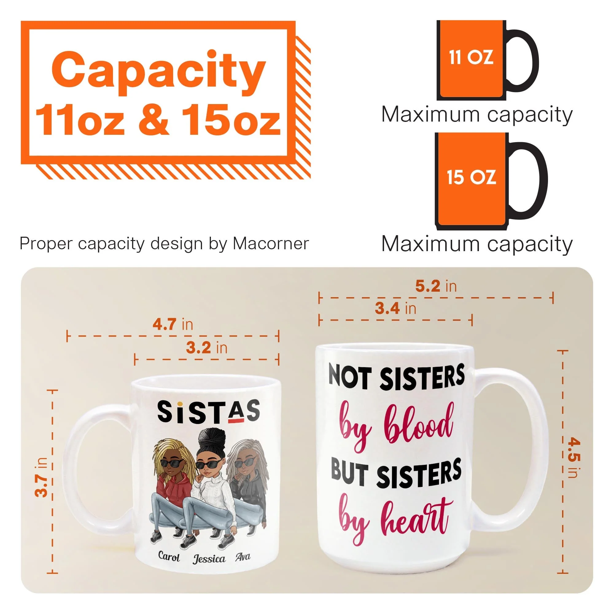 Not Sisters By Blood But Sisters By Heart - Personalized Mug - Sassy Girls - Image 7