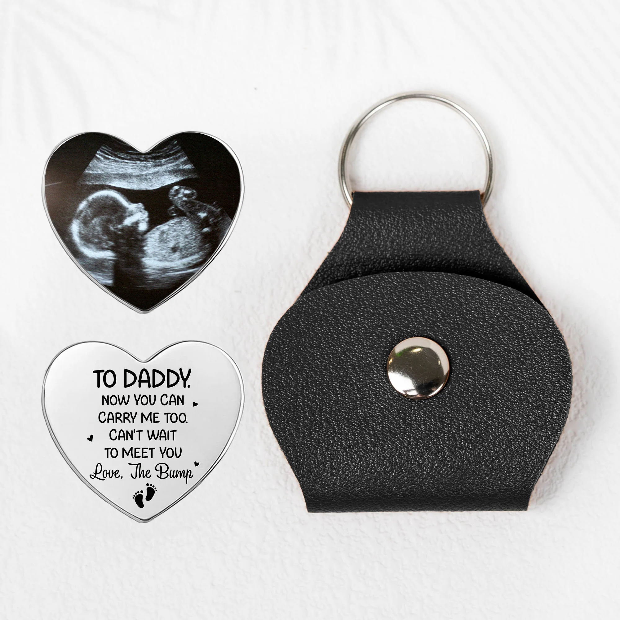Now You Can Carry Me Too Can't Wait To Meet You - Personalized Leather Photo Pocket Hug - Image 2