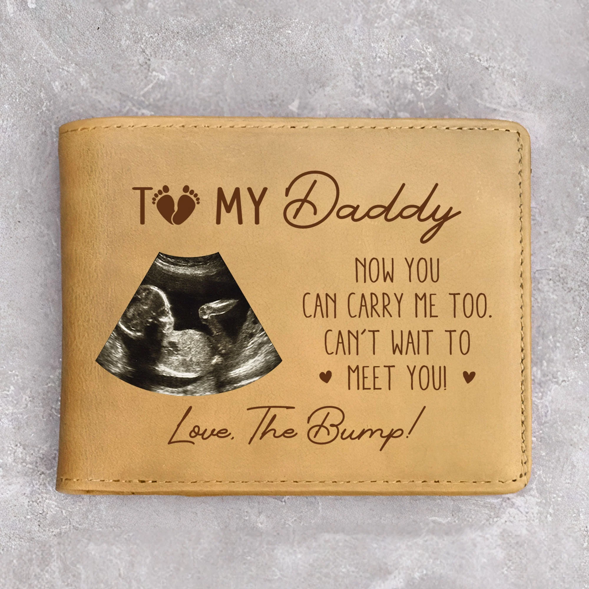 Now You Can Carry Me Too From The Bump - Personalized Leather Wallet - Image 4