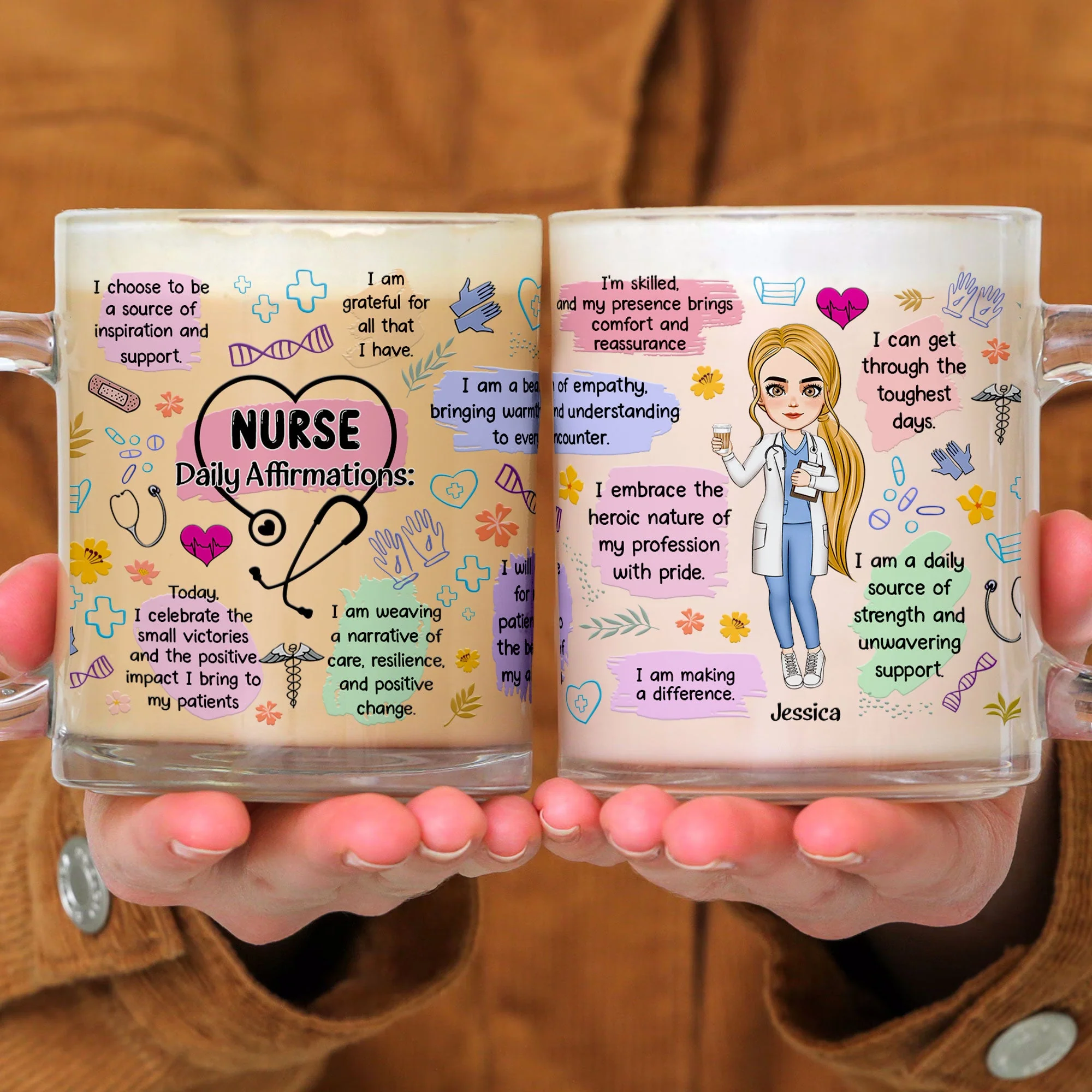 Nurse Daily Affirmations - Personalized Glass Mug - Image 4