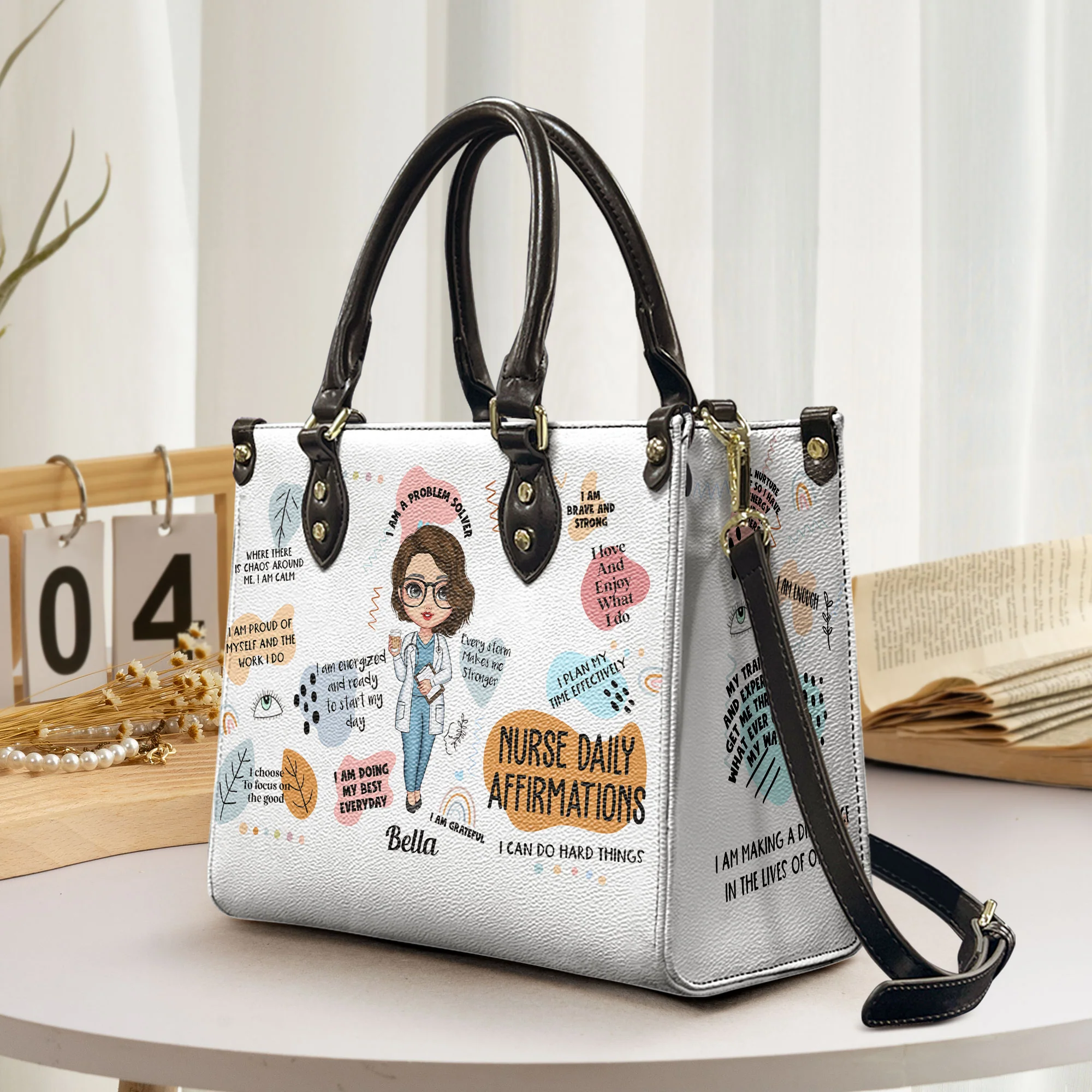 Nurse Daily Affirmations - Personalized Leather Bag - Image 2