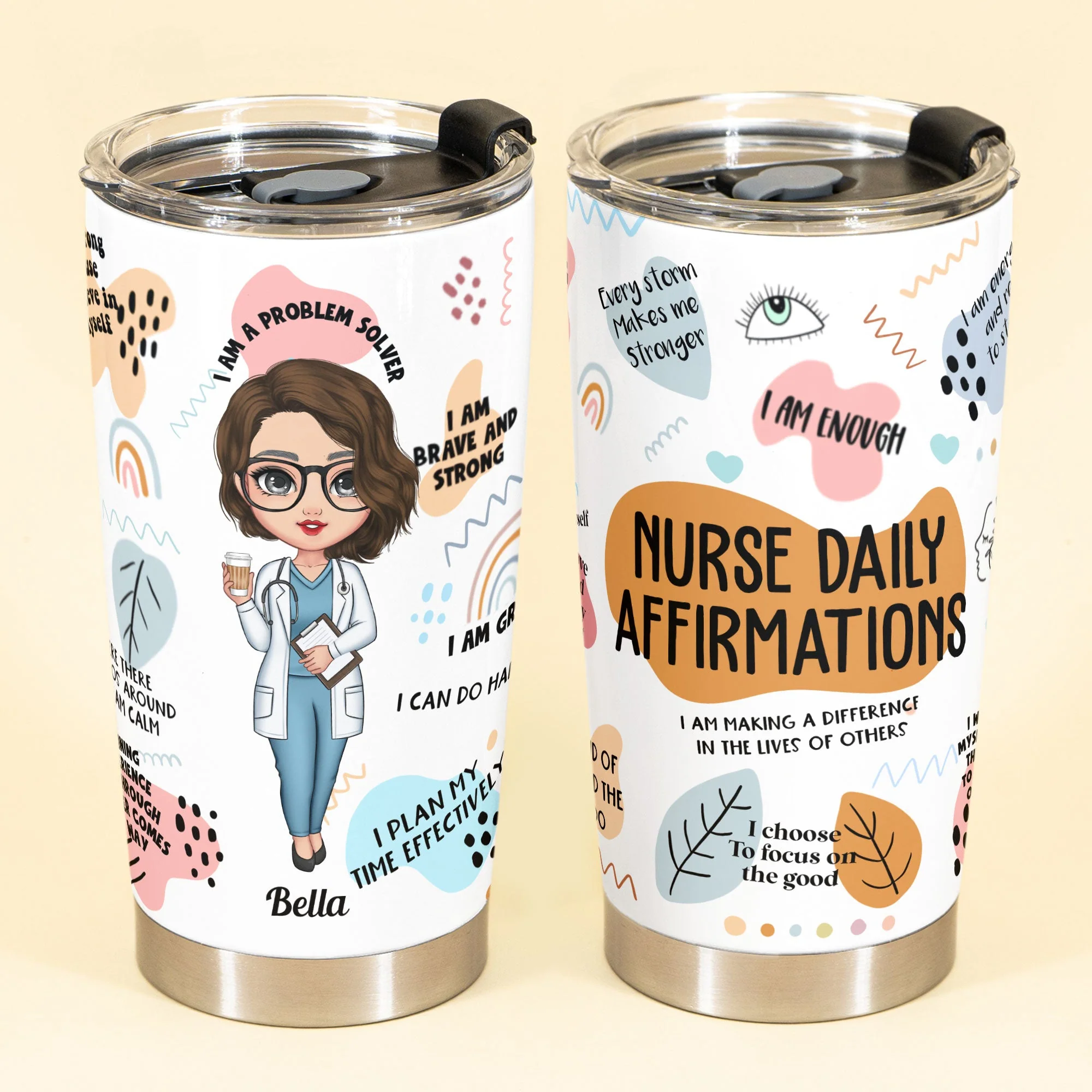 Nurse Daily Affirmations - Personalized Tumbler - Glitter Leopard Design - Image 2