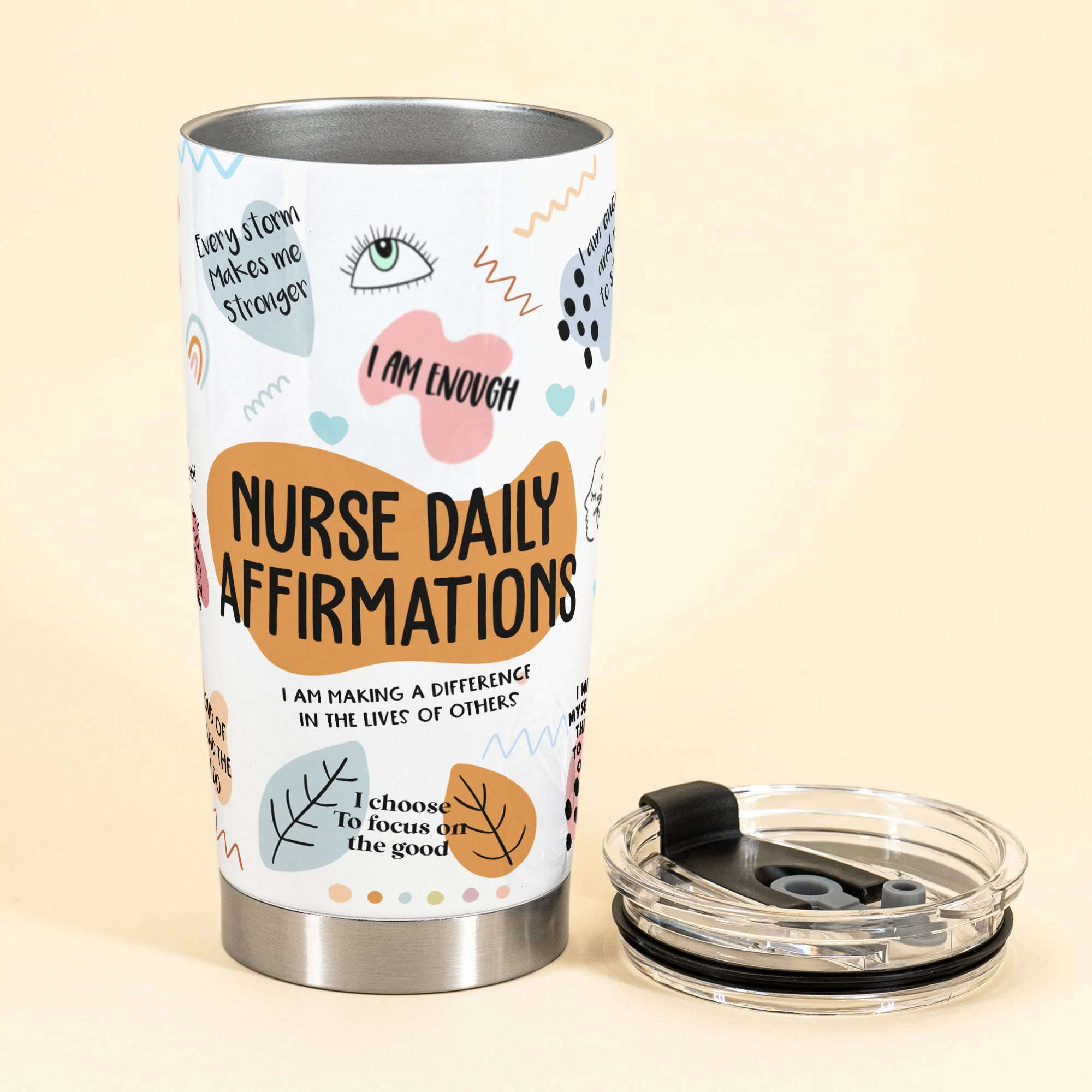 Nurse Daily Affirmations - Personalized Tumbler - Glitter Leopard Design - Image 4