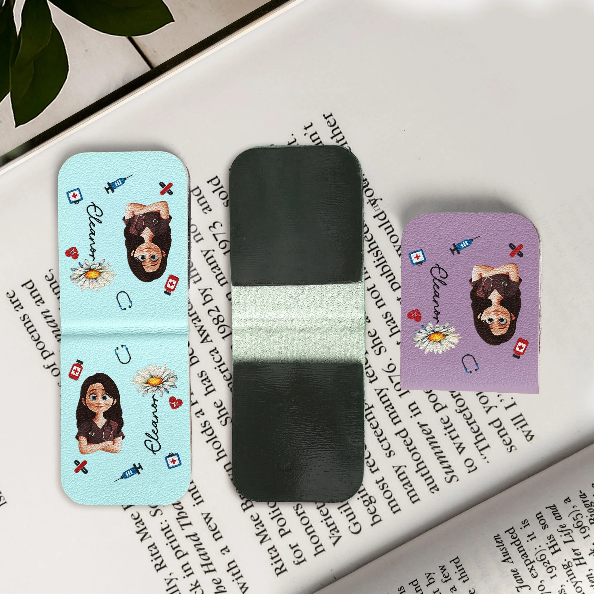 Nurse Gift Custom Birth Flower - Personalized Leather Magnetic Bookmark - Image 2