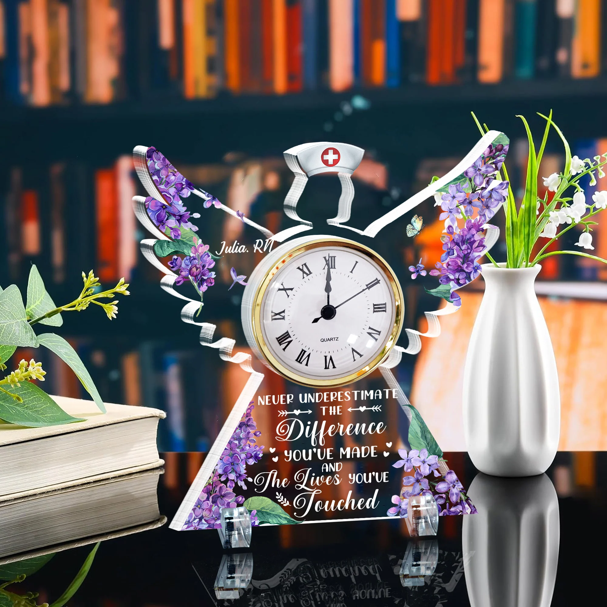 Nurse Gift - The Difference You've Made - Personalized Acrylic Desk Clock - Image 2