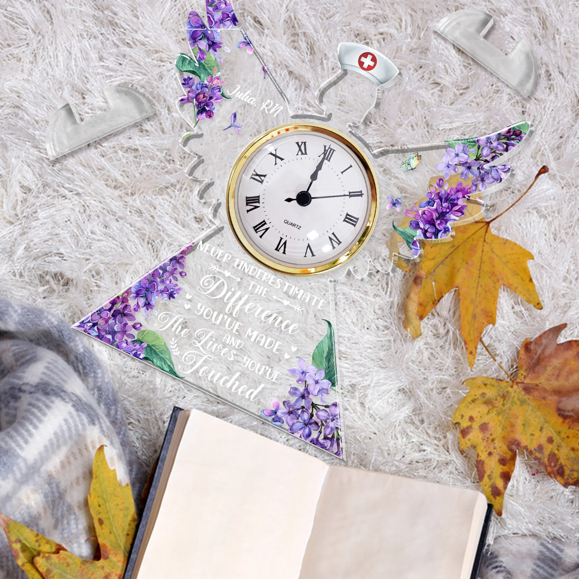 Nurse Gift - The Difference You've Made - Personalized Acrylic Desk Clock - Image 4
