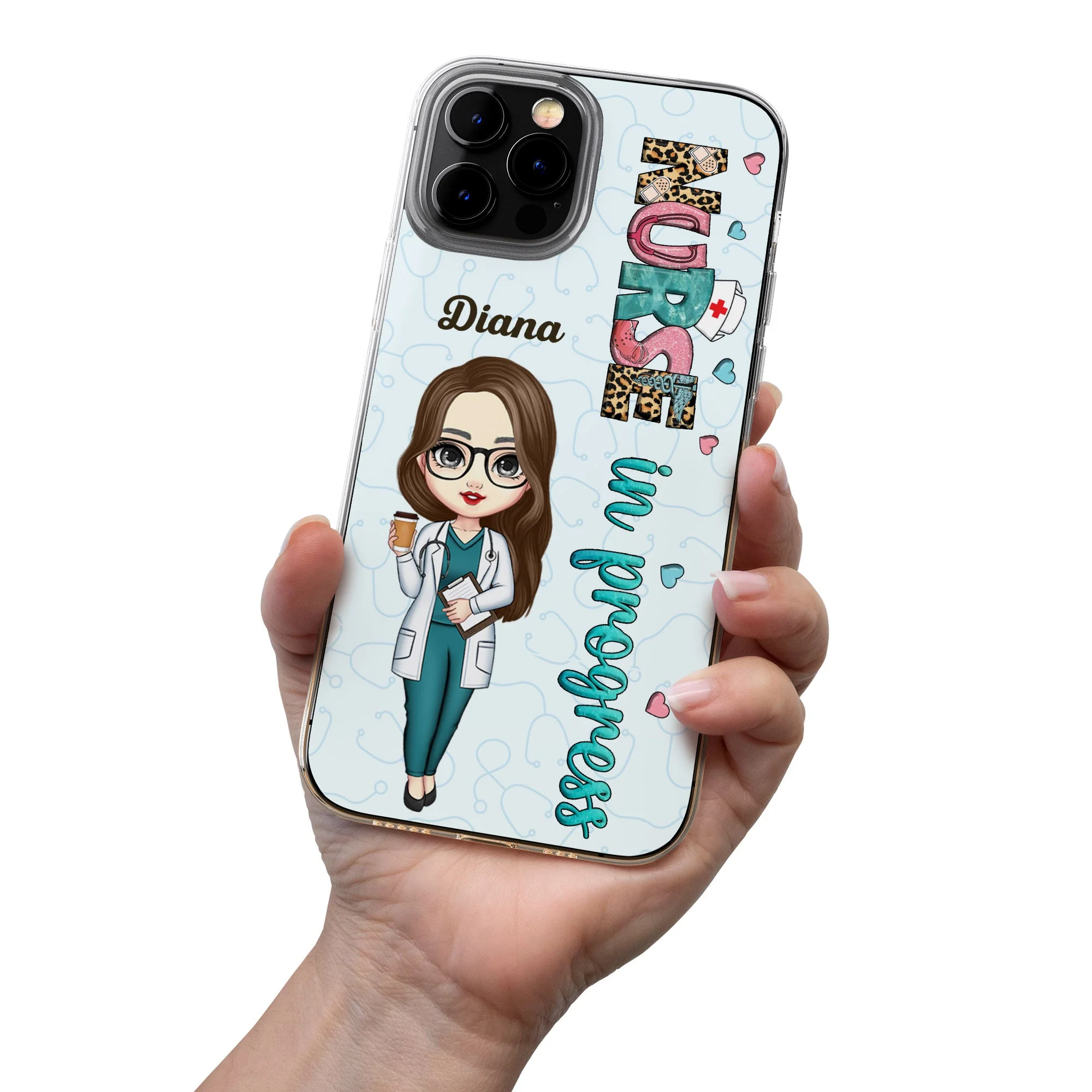 Nurse In Progress - Personalized Clear Phone Case - Image 4