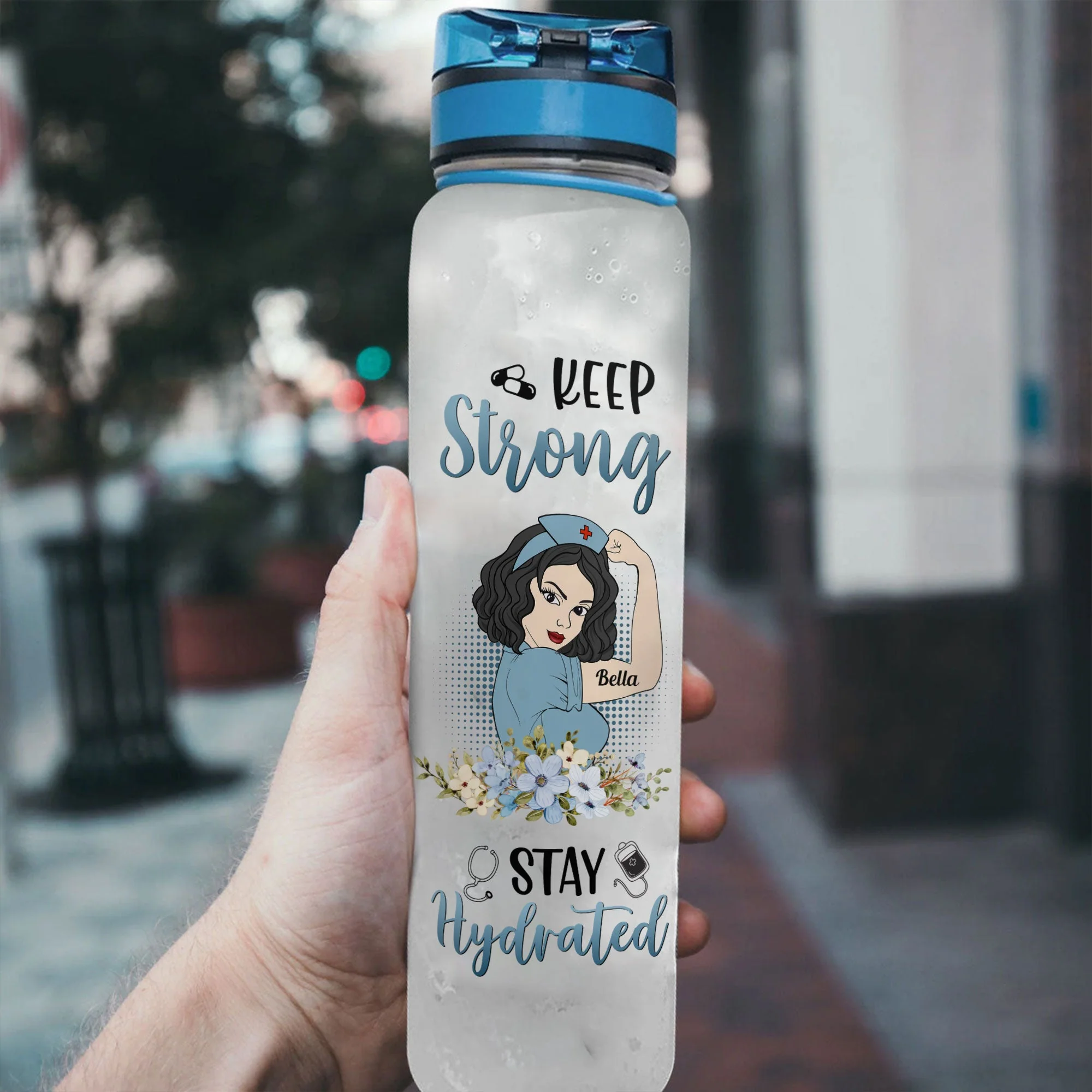 NURSE - Keep Strong Stay Hydrated - Personalized Water Tracker Bottle - Image 3