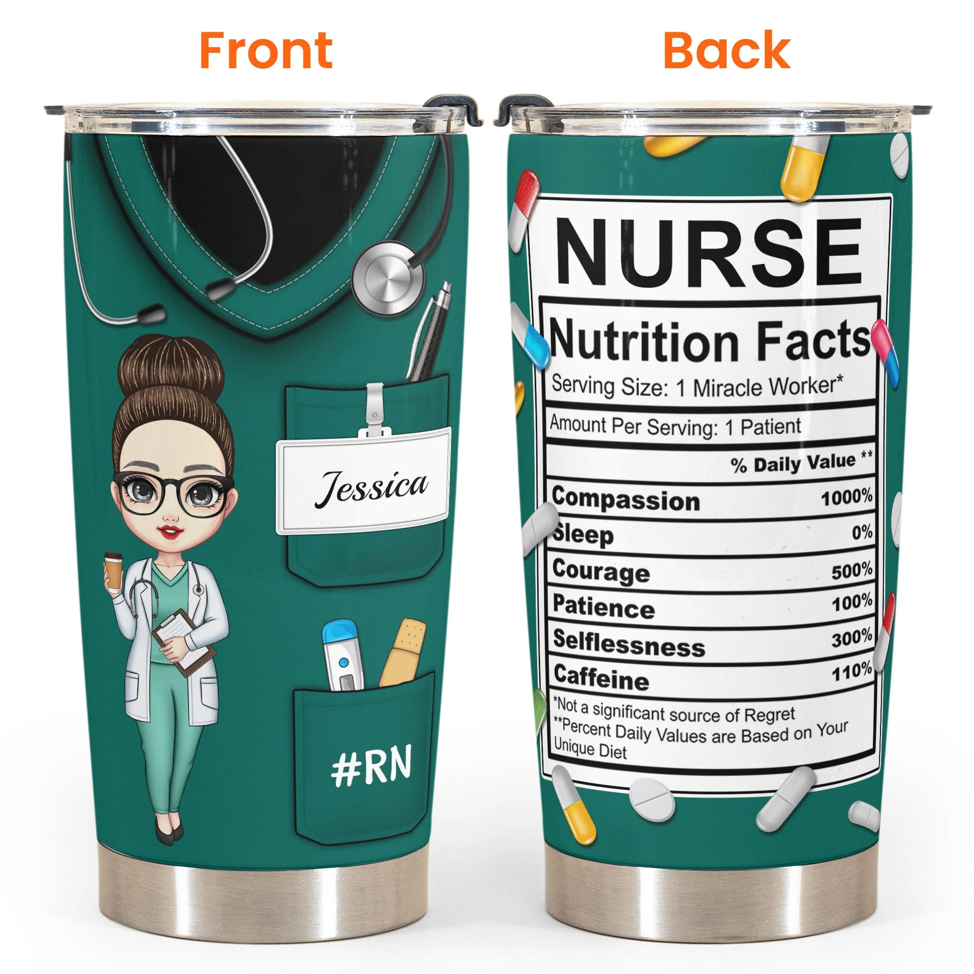 Nurse Nutrition Facts New Version - Personalized Tumbler Cup - Image 5