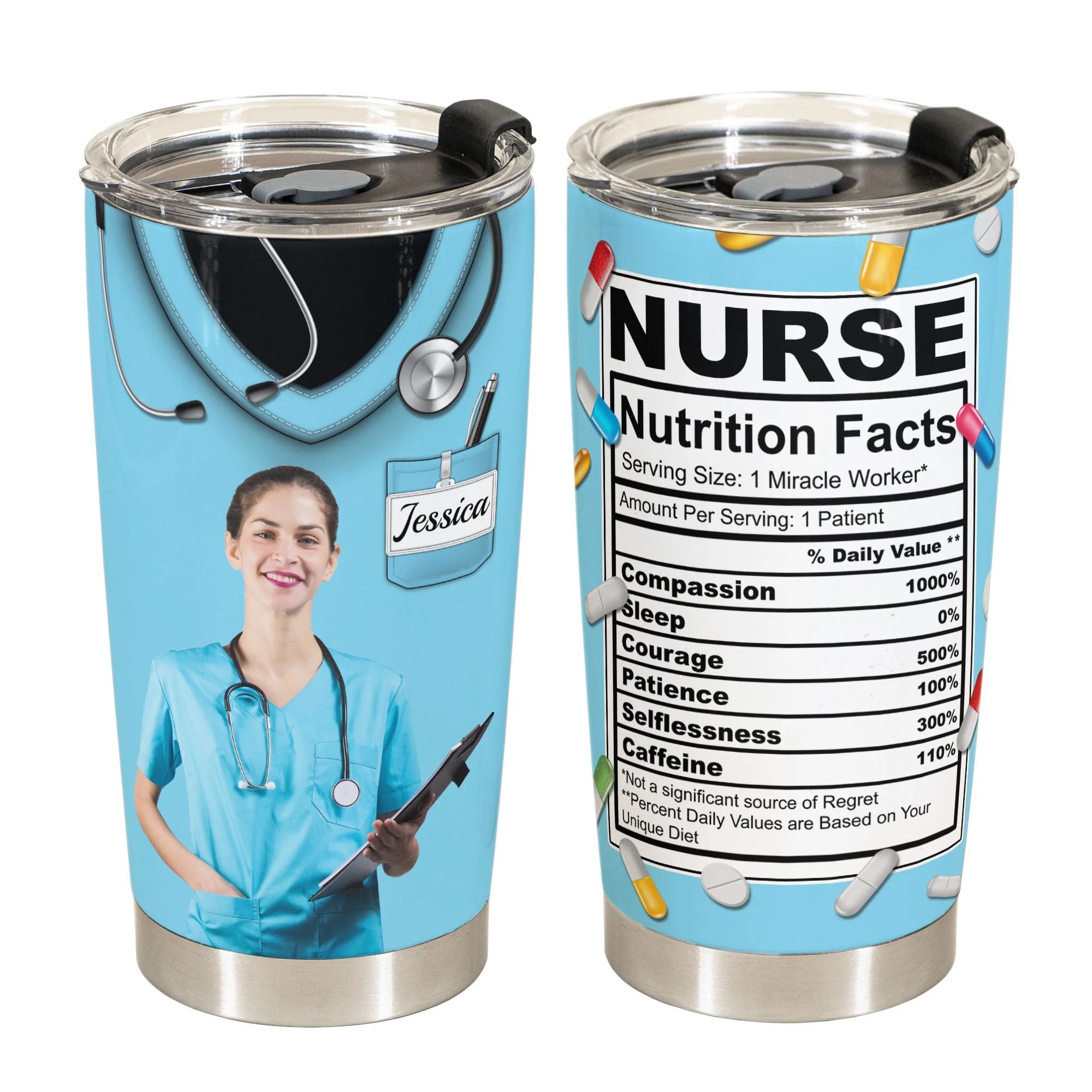 Nurse Nutrition Facts - Personalized Phtoo Tumbler Cup - Image 6