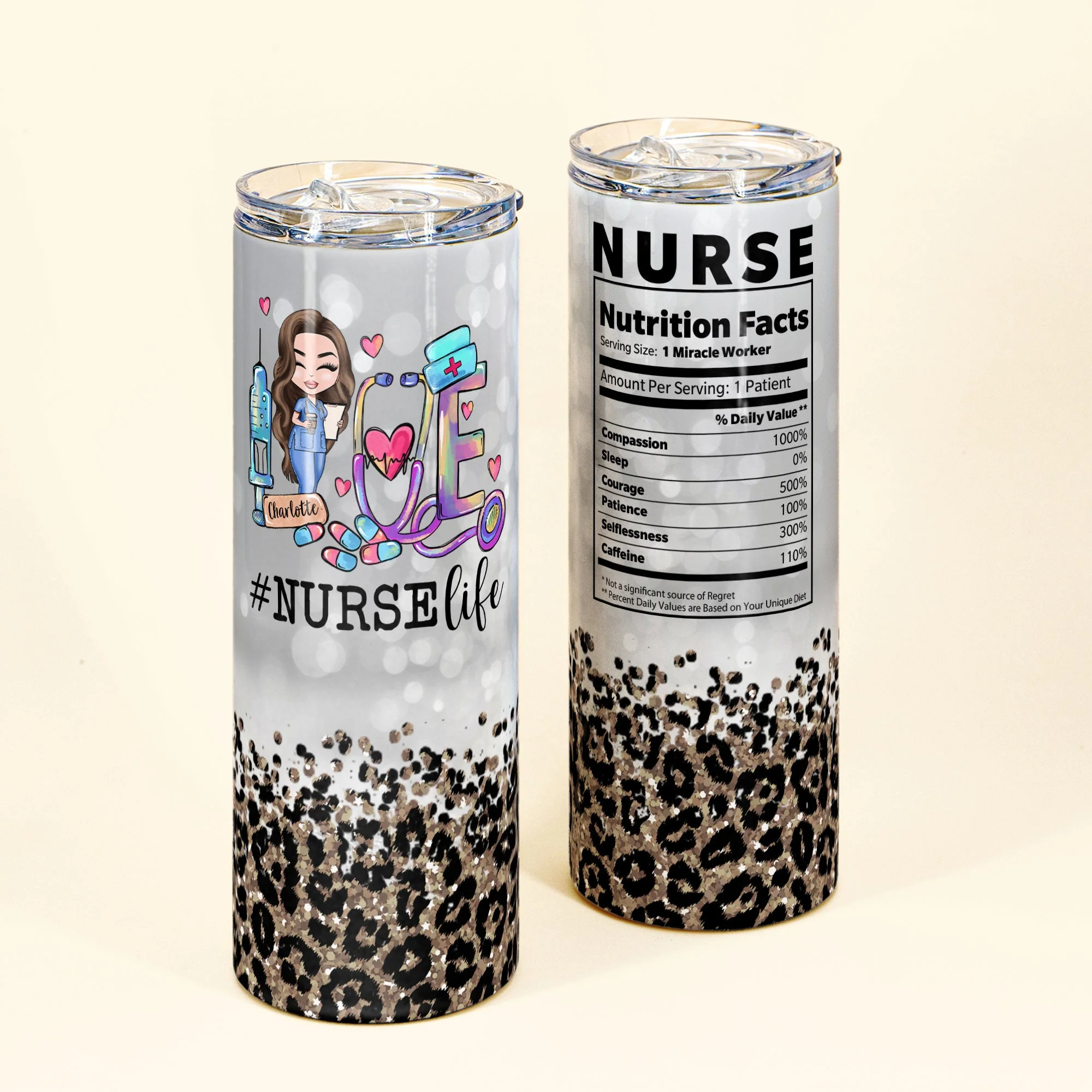 Nurse Nutrition Facts - Personalized Skinny Tumbler - Image 2