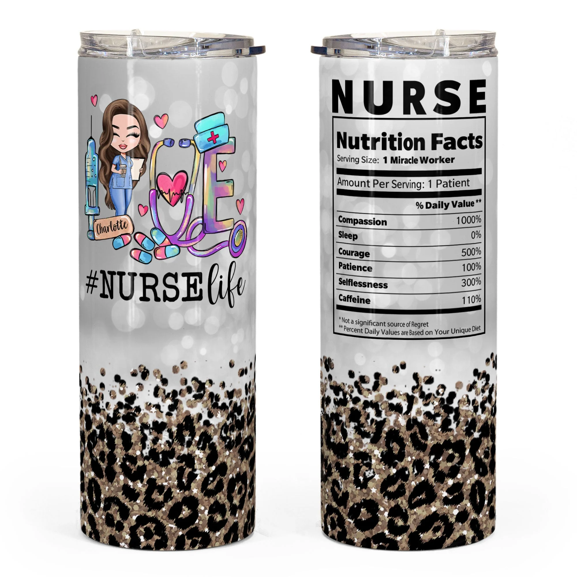 Nurse Nutrition Facts - Personalized Skinny Tumbler - Image 5