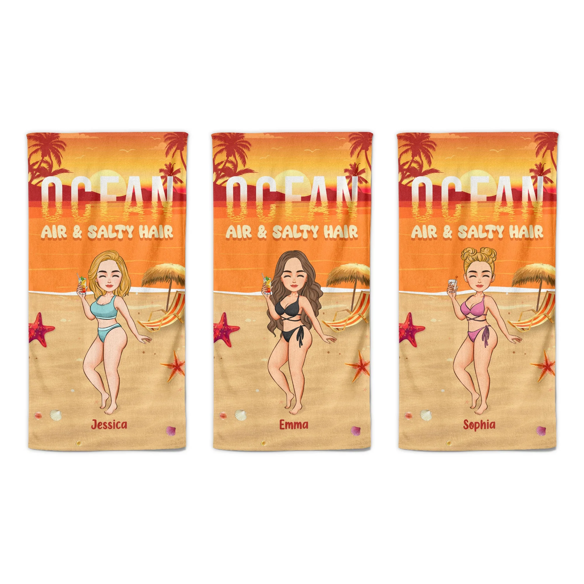 Ocean Air & Salty Hair - Personalized Beach Towel