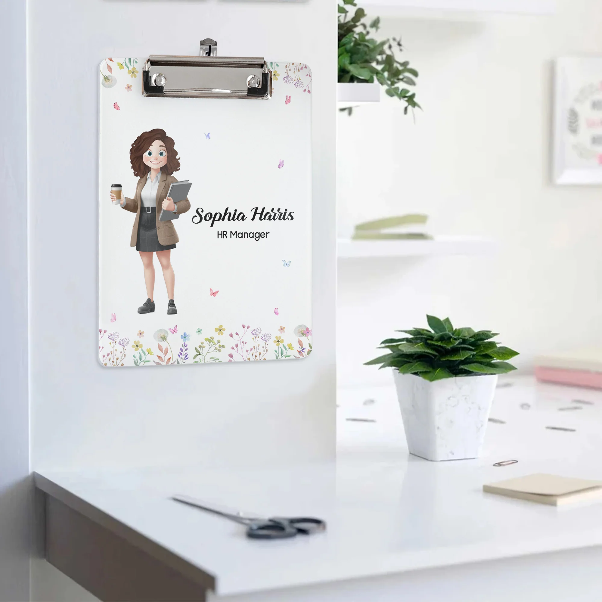 Office Cartoon Gift For Colleagues, Coworkers, Boss - Personalized Acrylic Clipboard - Image 5