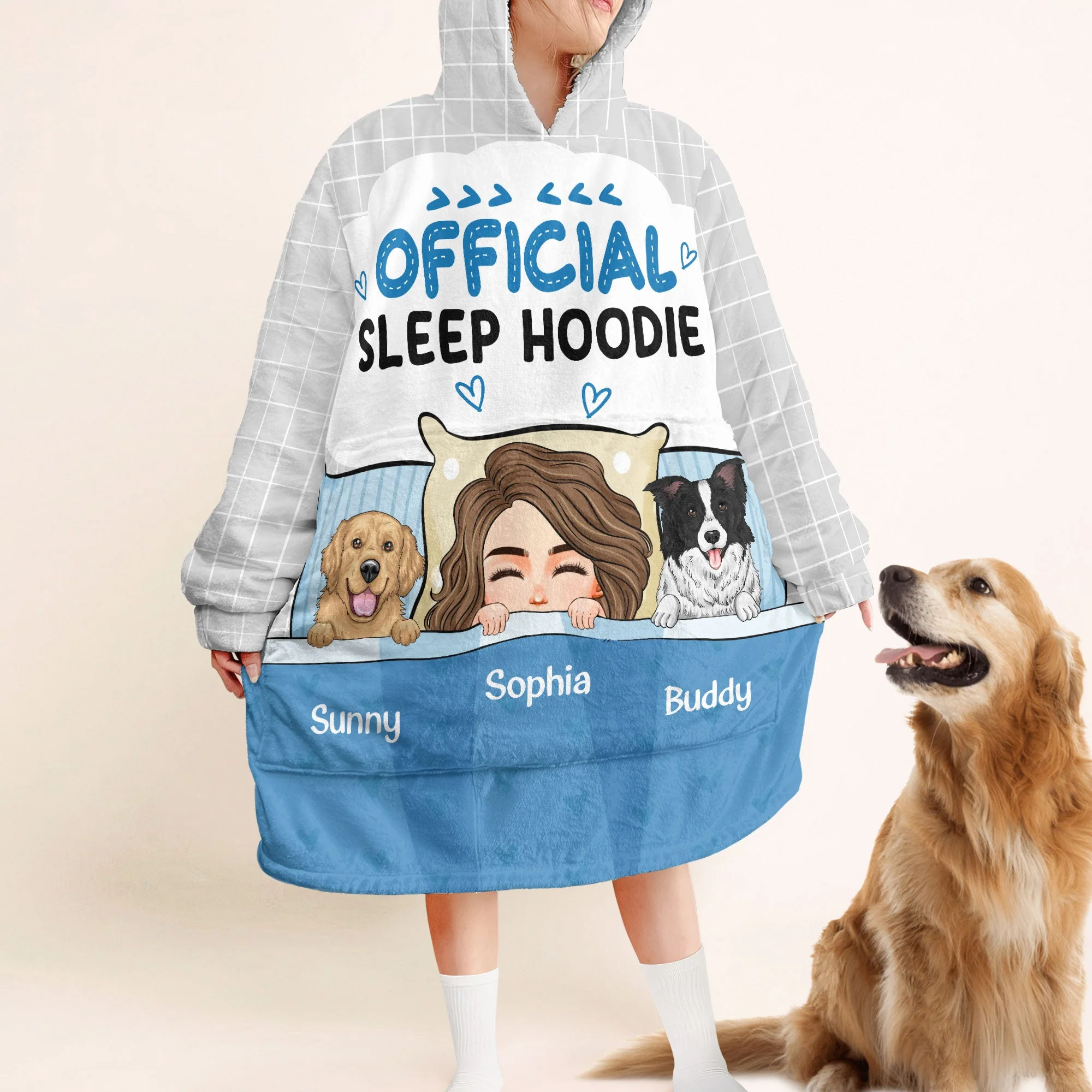 Official Sleep Hoodie 2 - Personalized Oversized Blanket Hoodie - Birthday, Loving Gift For Dog Mom, Cat Mom, Cat Dad, Dog Dad, Pet Lover - Image 2
