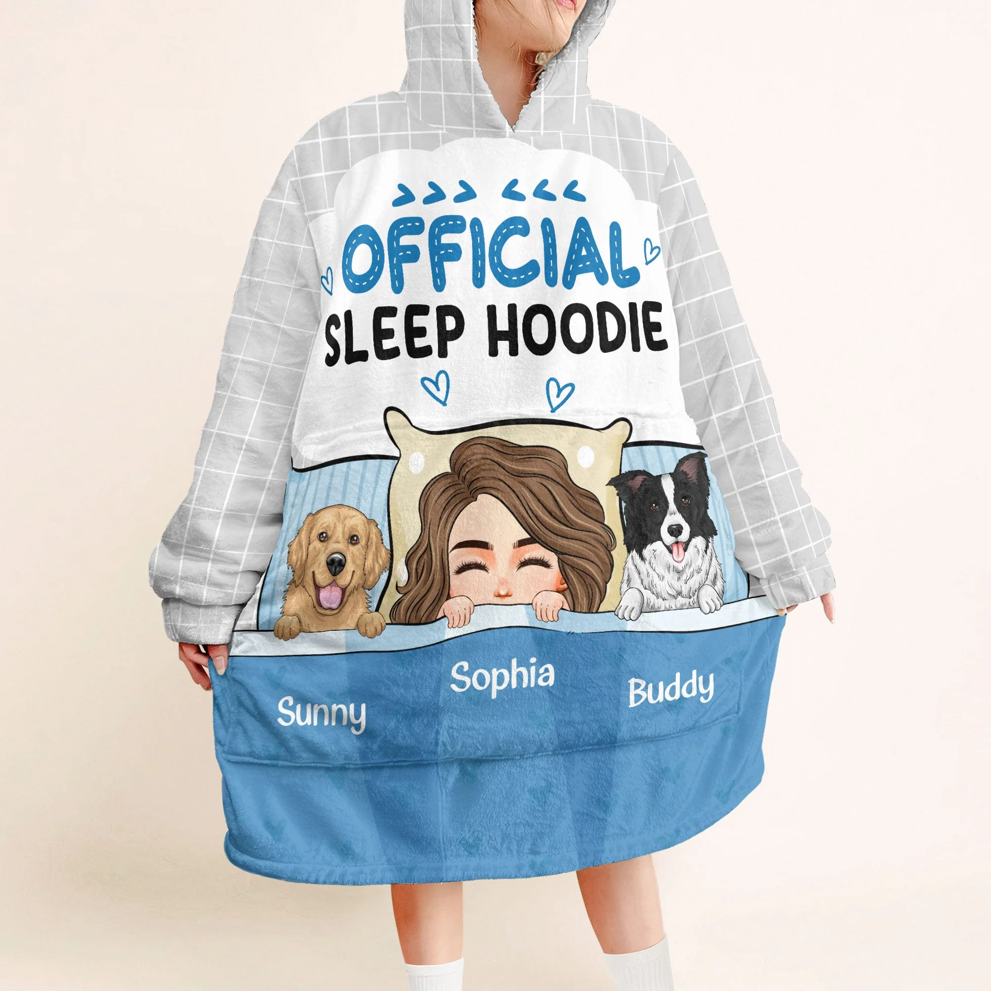 Official Sleep Hoodie 2 - Personalized Oversized Blanket Hoodie - Birthday, Loving Gift For Dog Mom, Cat Mom, Cat Dad, Dog Dad, Pet Lover - Image 3
