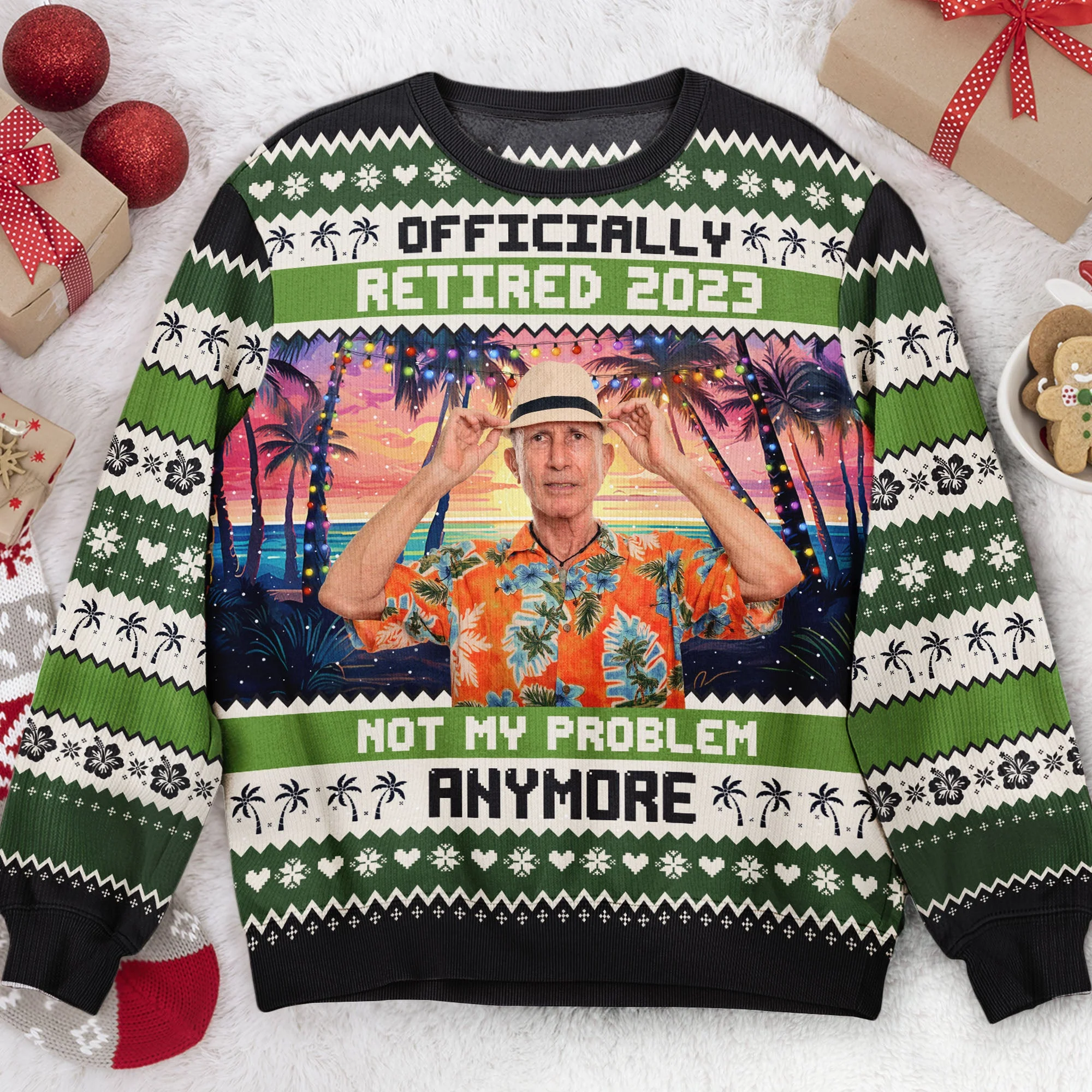 Officially Retired 2023 Not My Problem Anymore - Personalized Ugly Sweater - Image 2