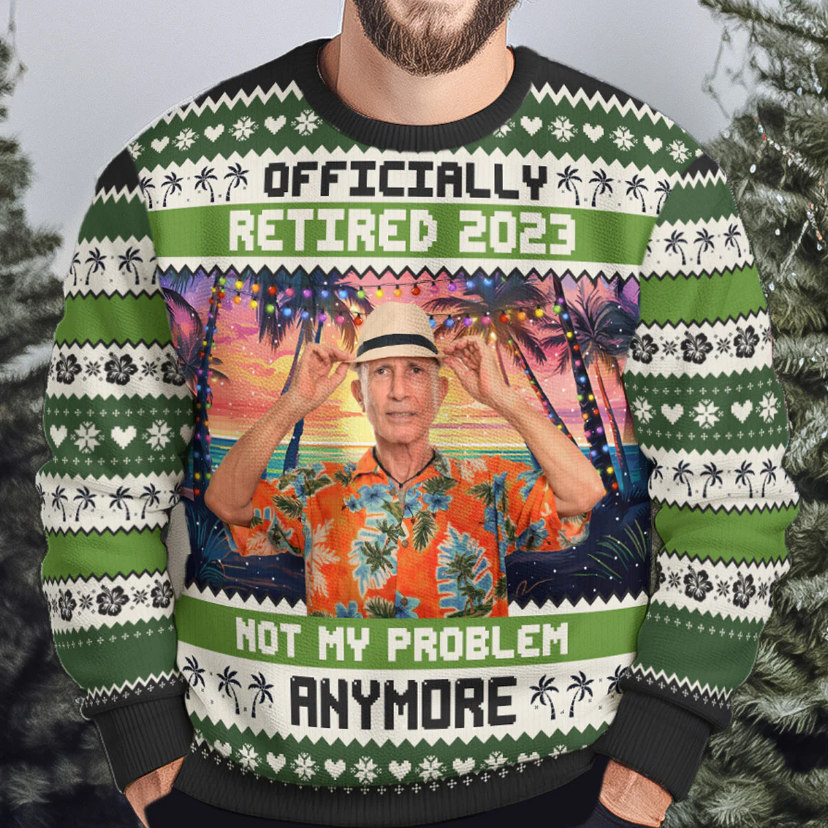 Officially Retired 2023 Not My Problem Anymore - Personalized Ugly Sweater - Image 5