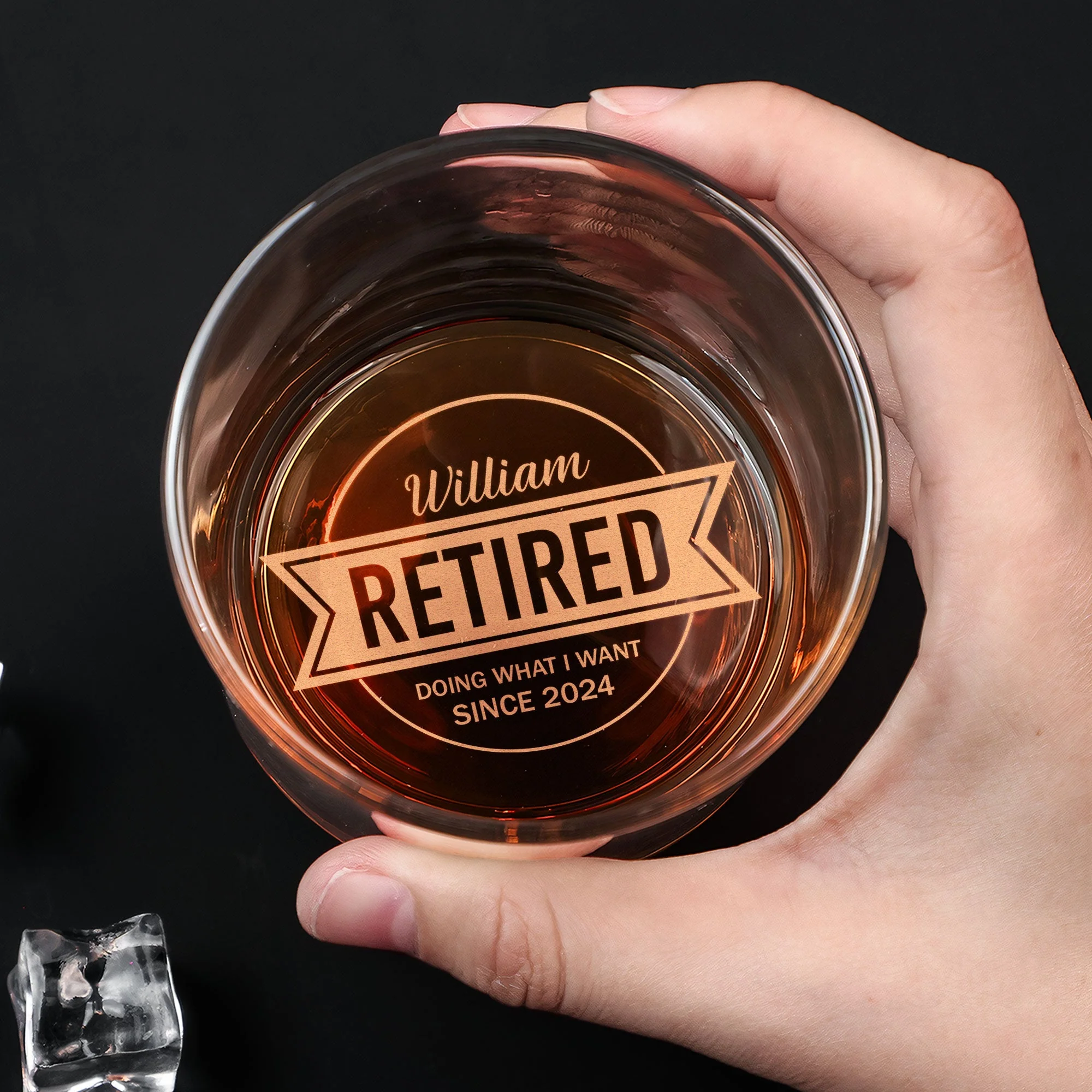 Officially Retired I Do What I Want - Personalized Whiskey Glass - Image 4