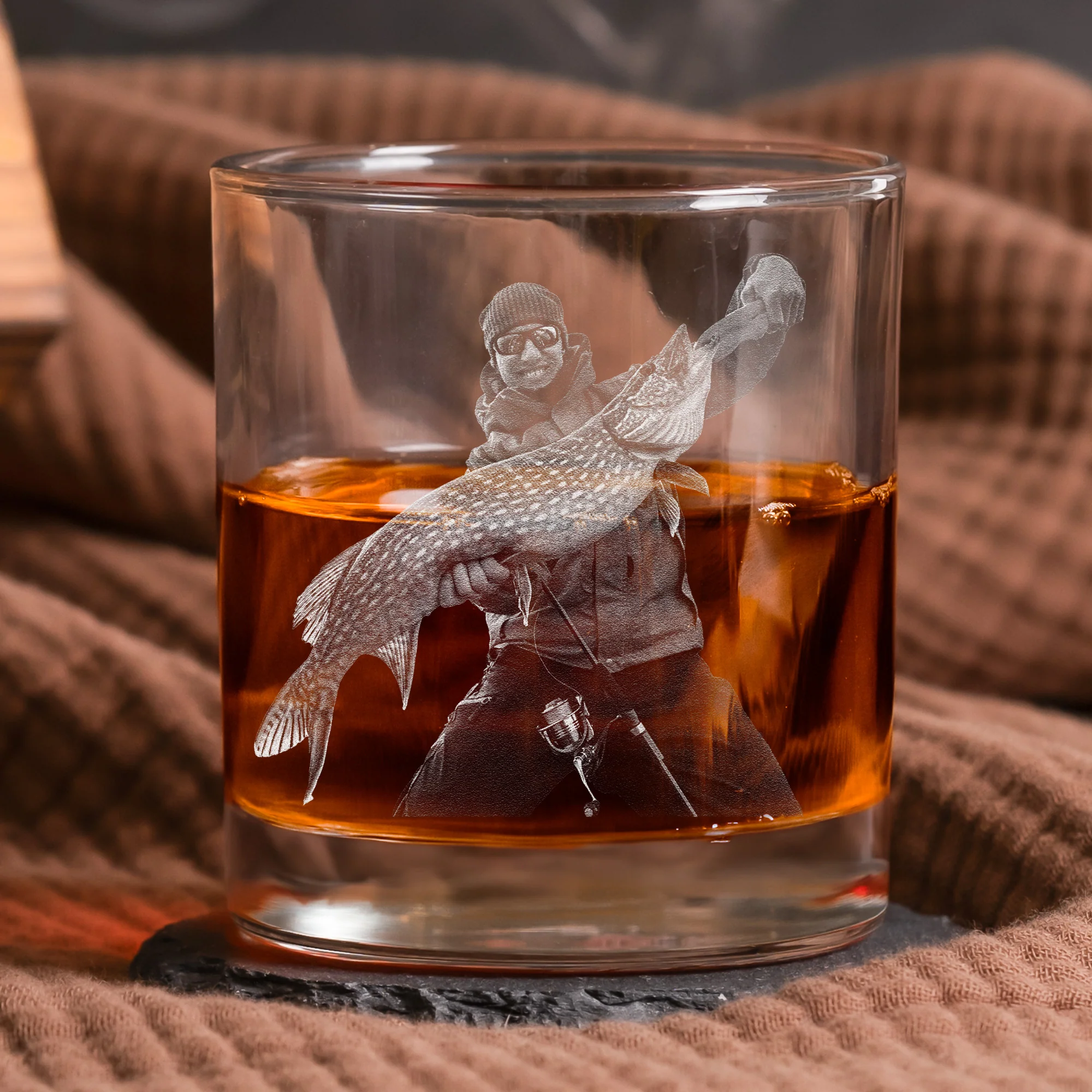 O'Fishally Retired - Not My Problem Anymore - Personalized Whiskey Glass With Photo - Image 2