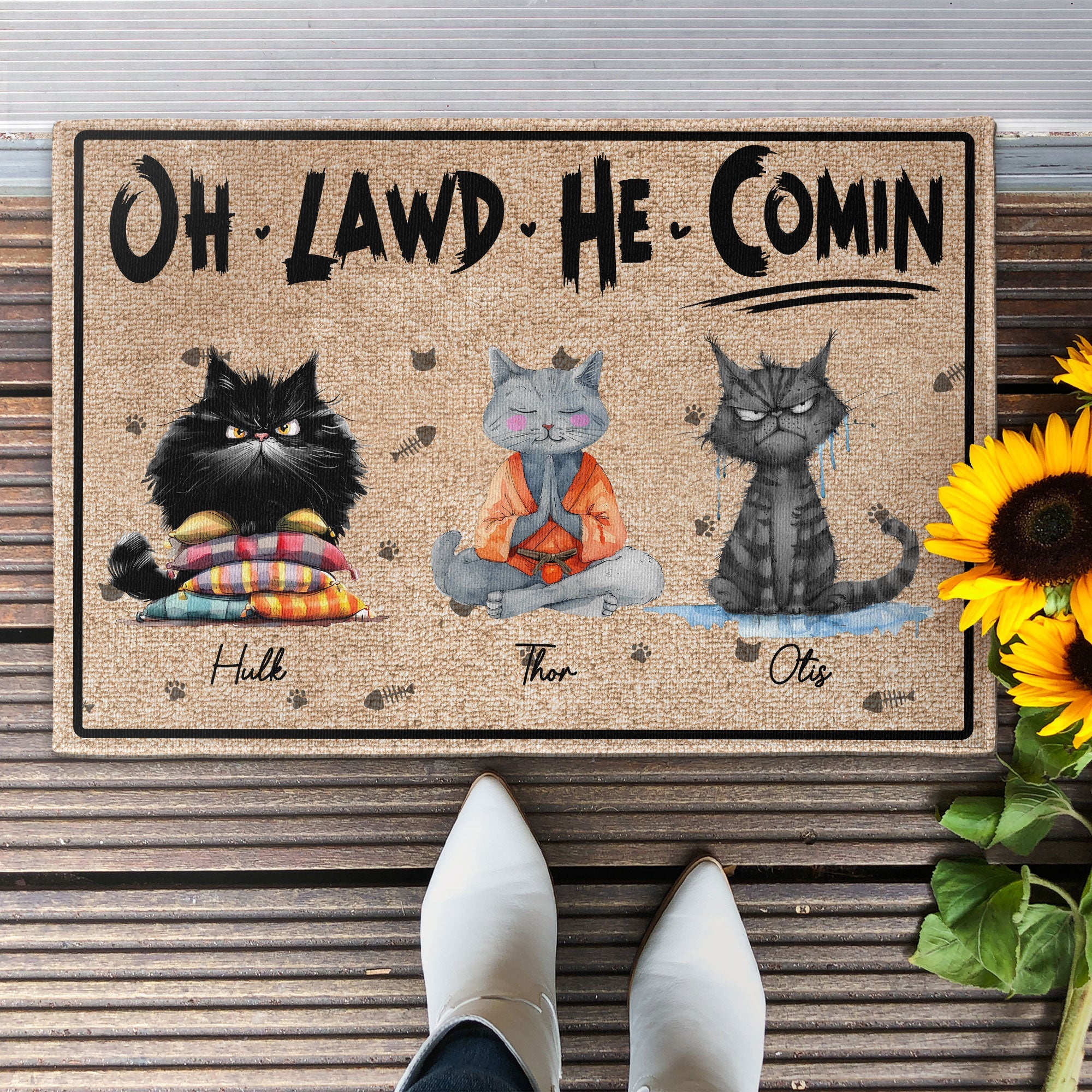 Oh Lawd He Comin - Personalized Doormat - Image 4