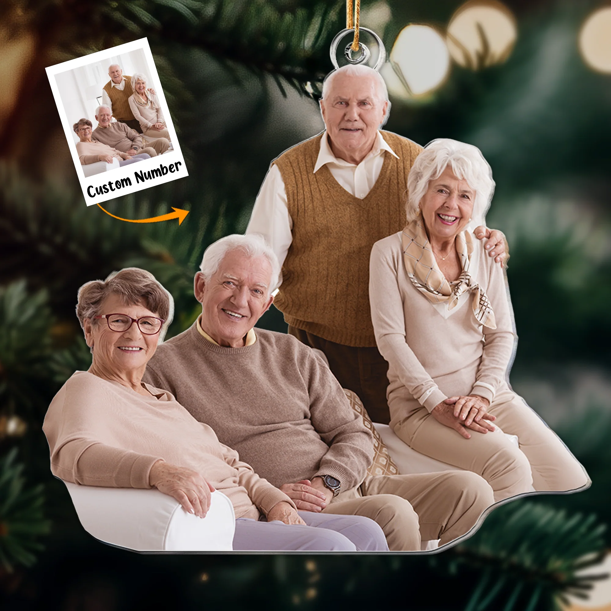 Old Brother Sister Sibling Gift - Personalized Acrylic Photo Ornament - Image 4