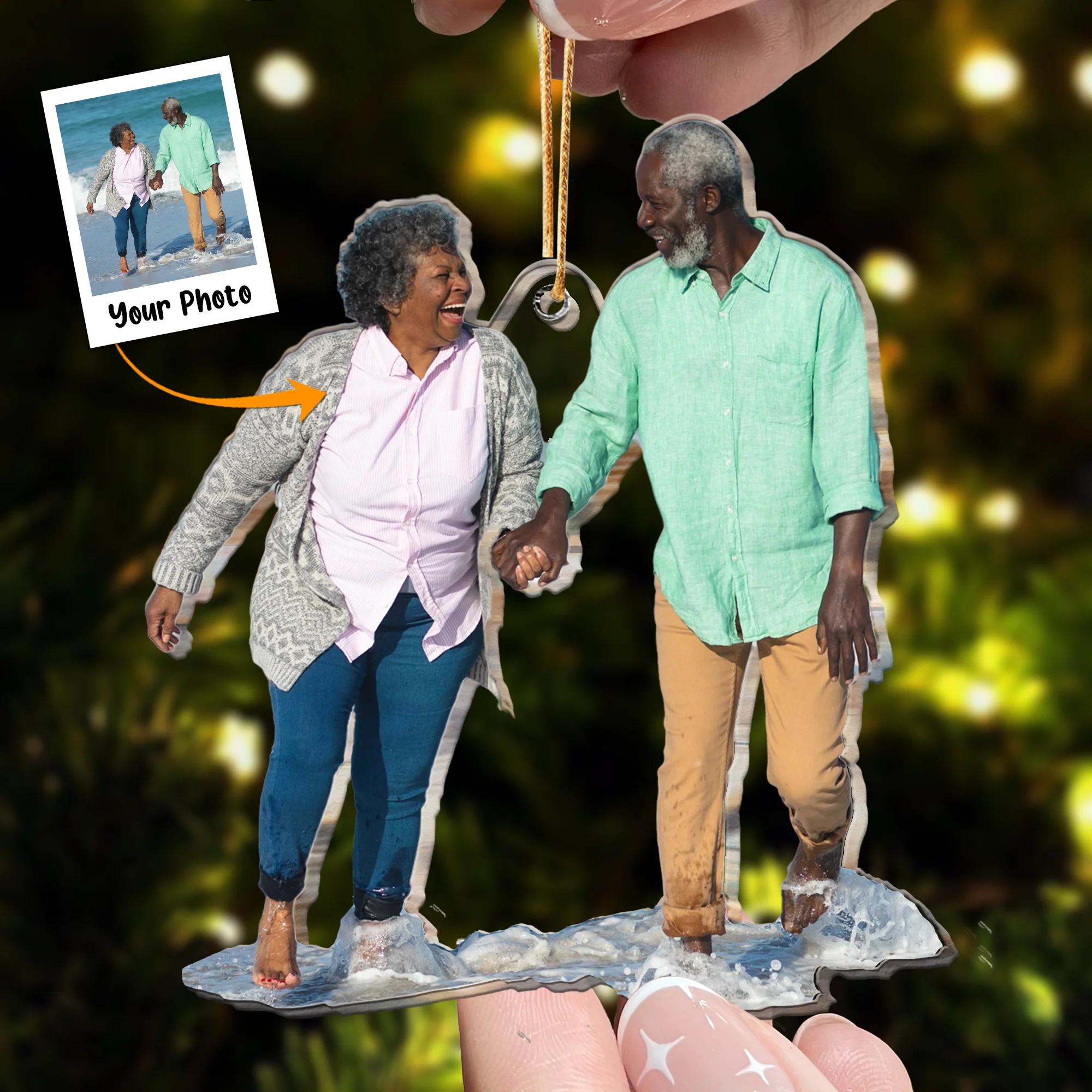 Old Couple Gift - Personalized Acrylic Photo Ornament - Image 4