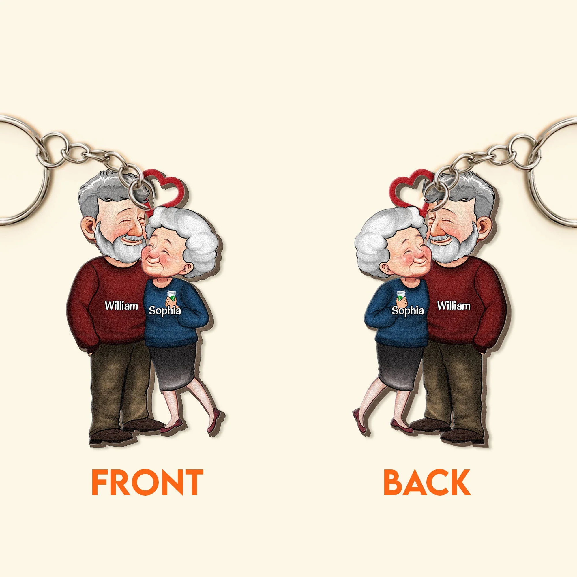 Old Couples Anniversary Gift - Personalized Wooden Keychain - Image 4