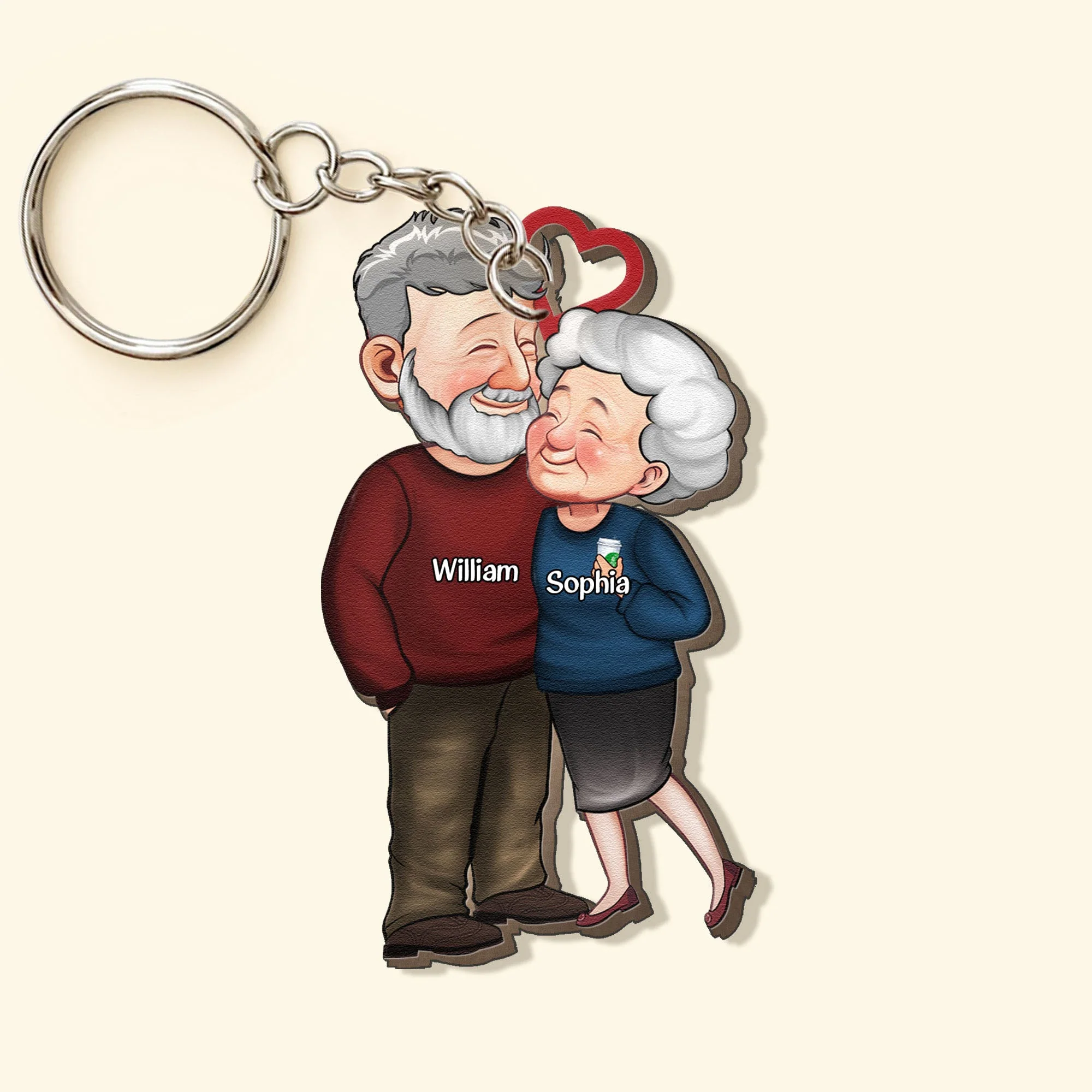Old Couples Anniversary Gift - Personalized Wooden Keychain - Image 5