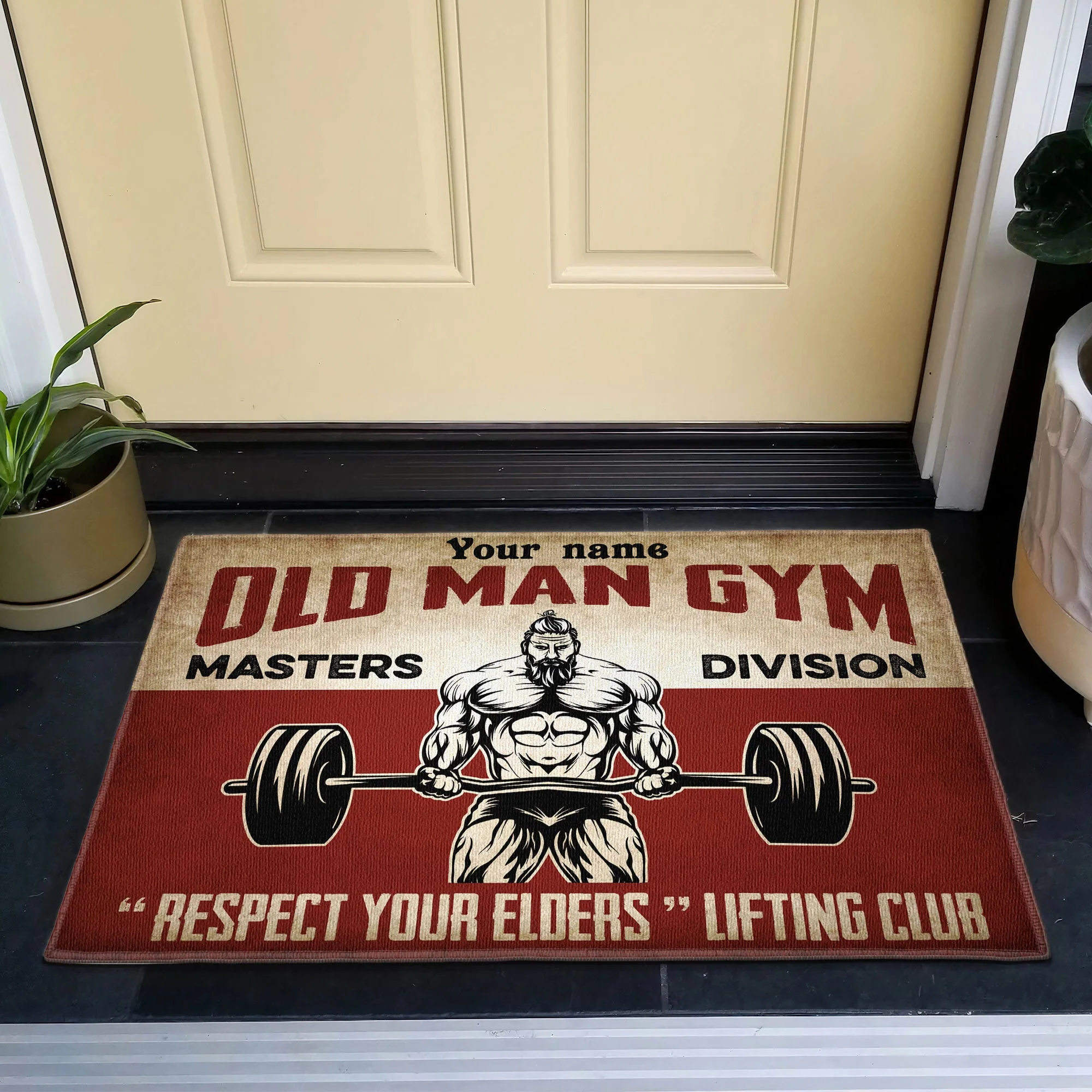 Old Man Gym - Personalized Doormat - Gift For Gymer - Old Man Lifting - Image 4