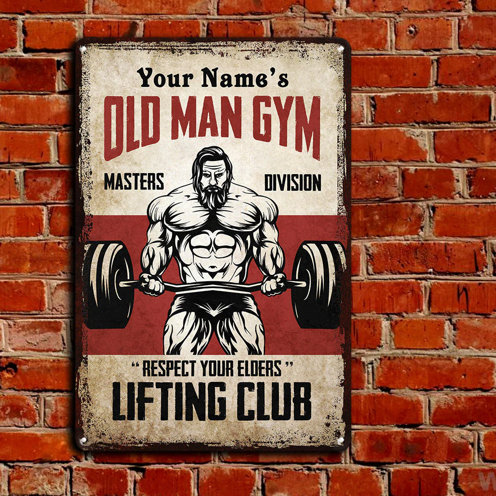 Old Man Gym - Personalized Metal Sign - Image 2
