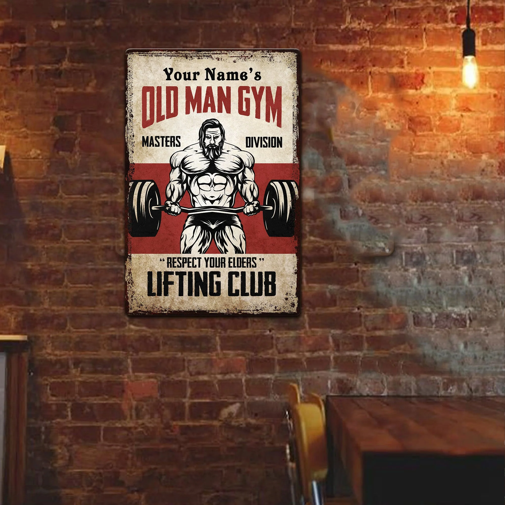 Old Man Gym - Personalized Metal Sign - Image 3