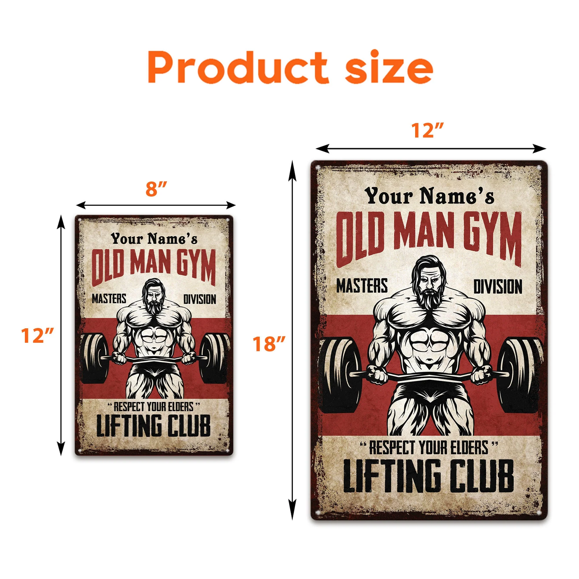 Old Man Gym - Personalized Metal Sign - Image 4