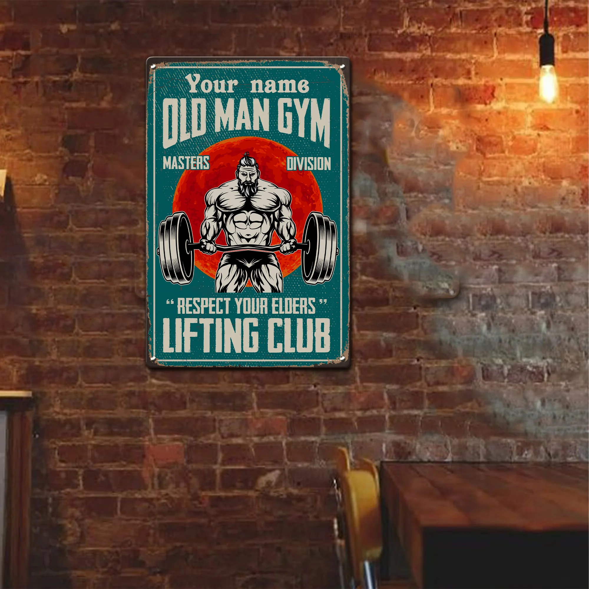 Old Man Gym - Personalized Metal Sign - Image 3