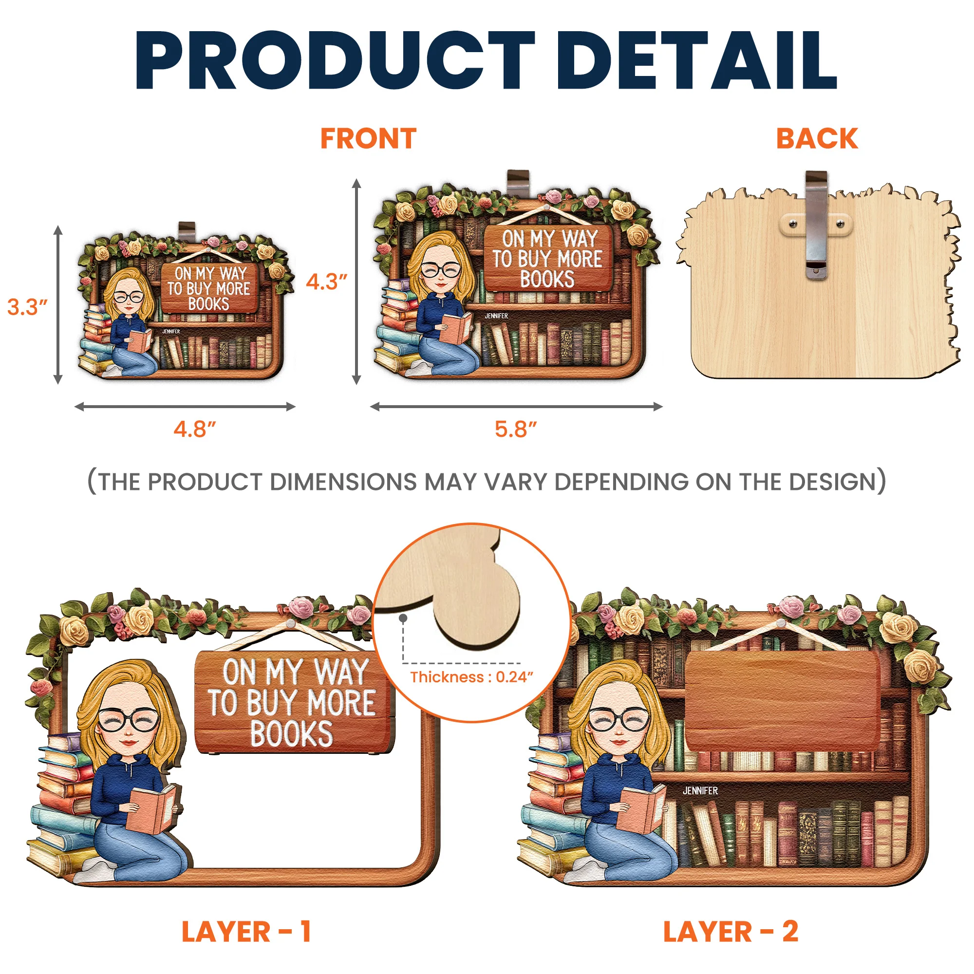 On My Way To Buy More Books - Personalized Wooden Car Visor Clip - Image 4