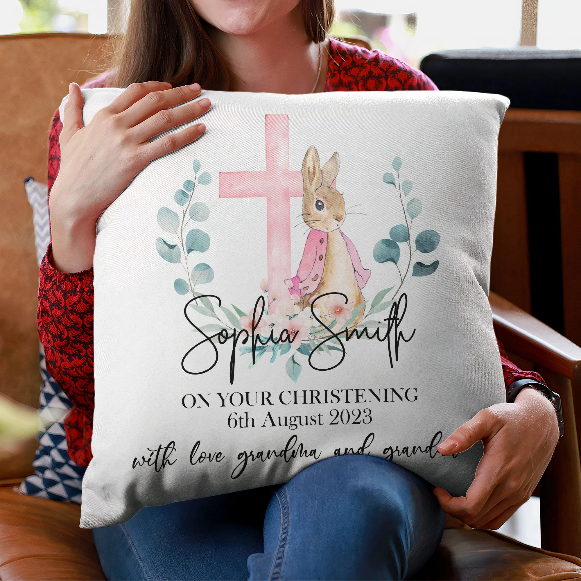 On Your Christening Baptism Gifts - Personalized Pillow (Insert Included) - Image 4