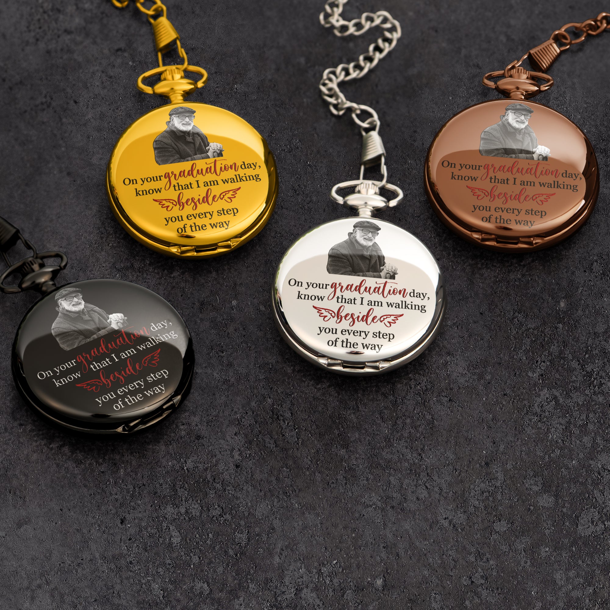 On Your Graduation Day Memorial Custom Photo - Personalized Pocket Watch - Image 5