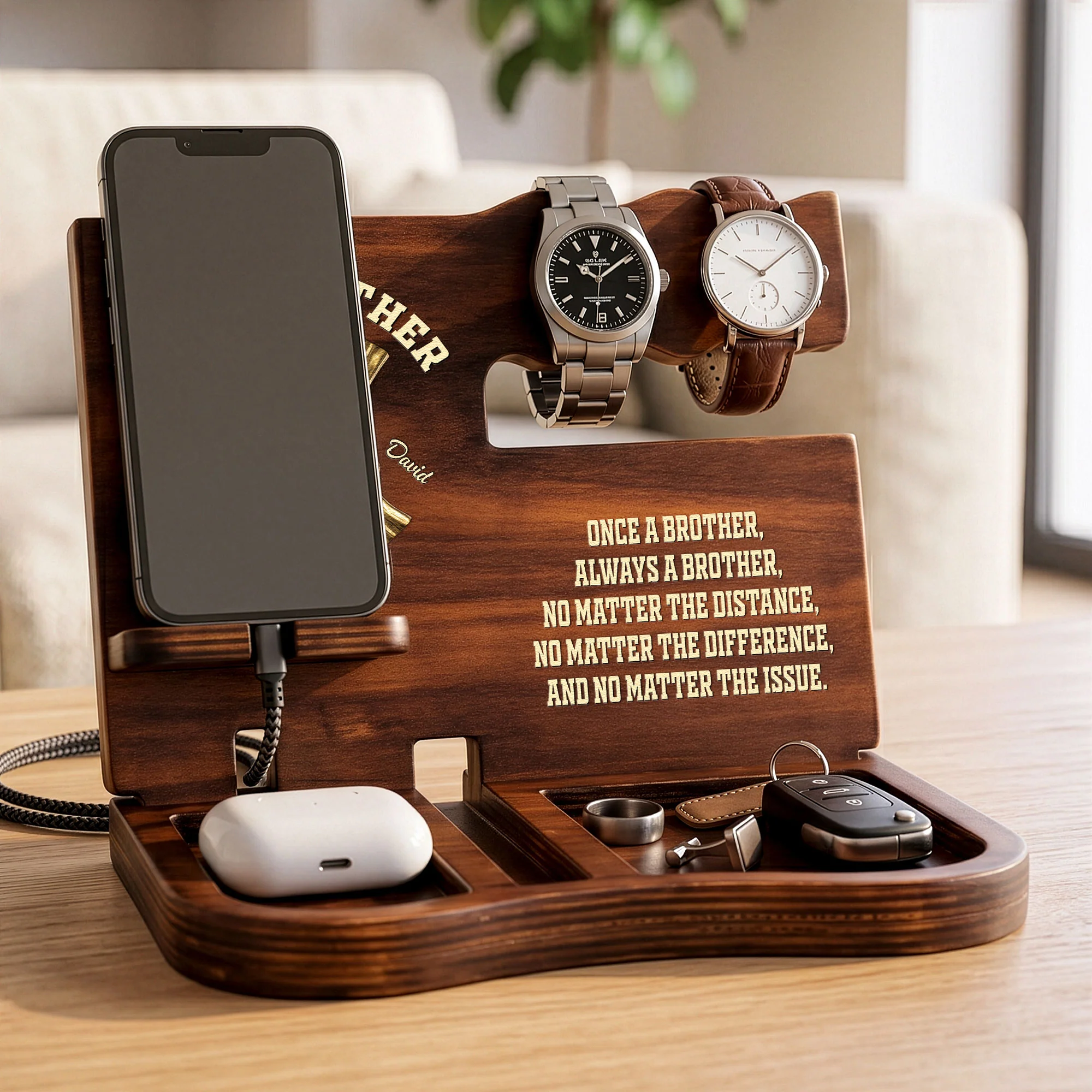 Once A Brother, Always A Brother, No Matter The Distance - Personalized Desk Organizer - Image 3
