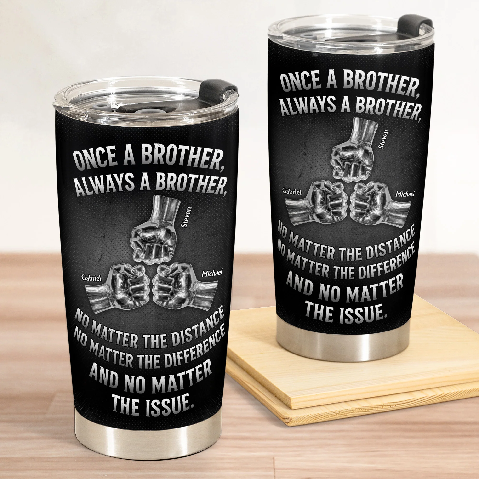 Once A Brother, Always A Brother, No Matter The Distance - Personalized Tumbler Cup - Image 3